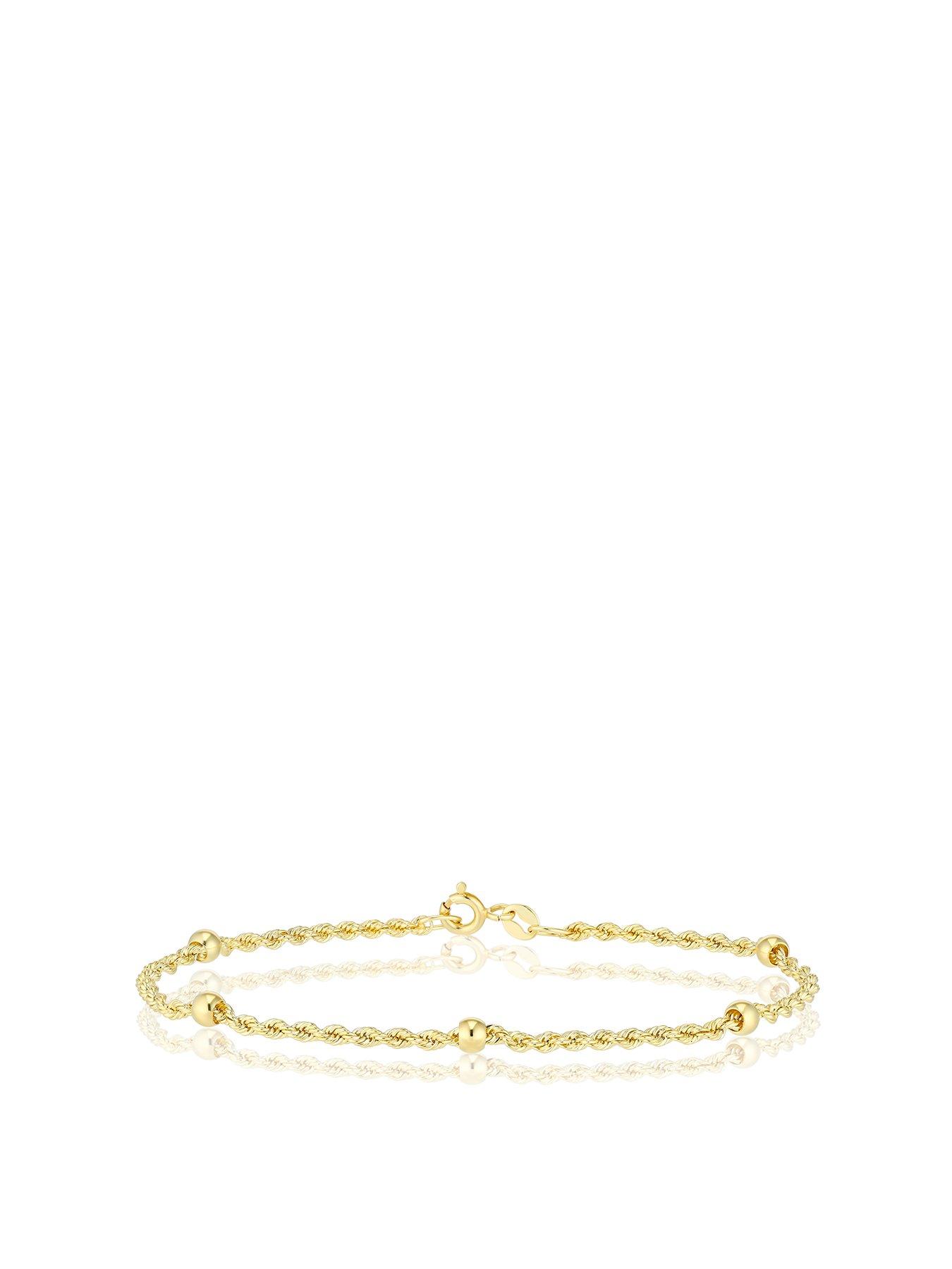 Ernest Jones 9ct Yellow Gold Bracelet. Rope  &  Balls Chain Bracelet