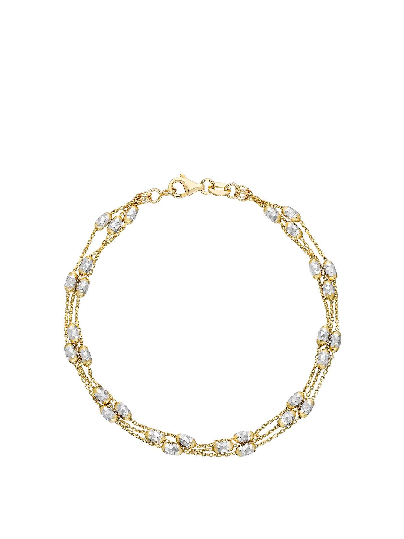 Product photograph of Ernest Jones 9ct Two Tone Gold 7 25 Inch Three Strand Bracelet from very.co.uk