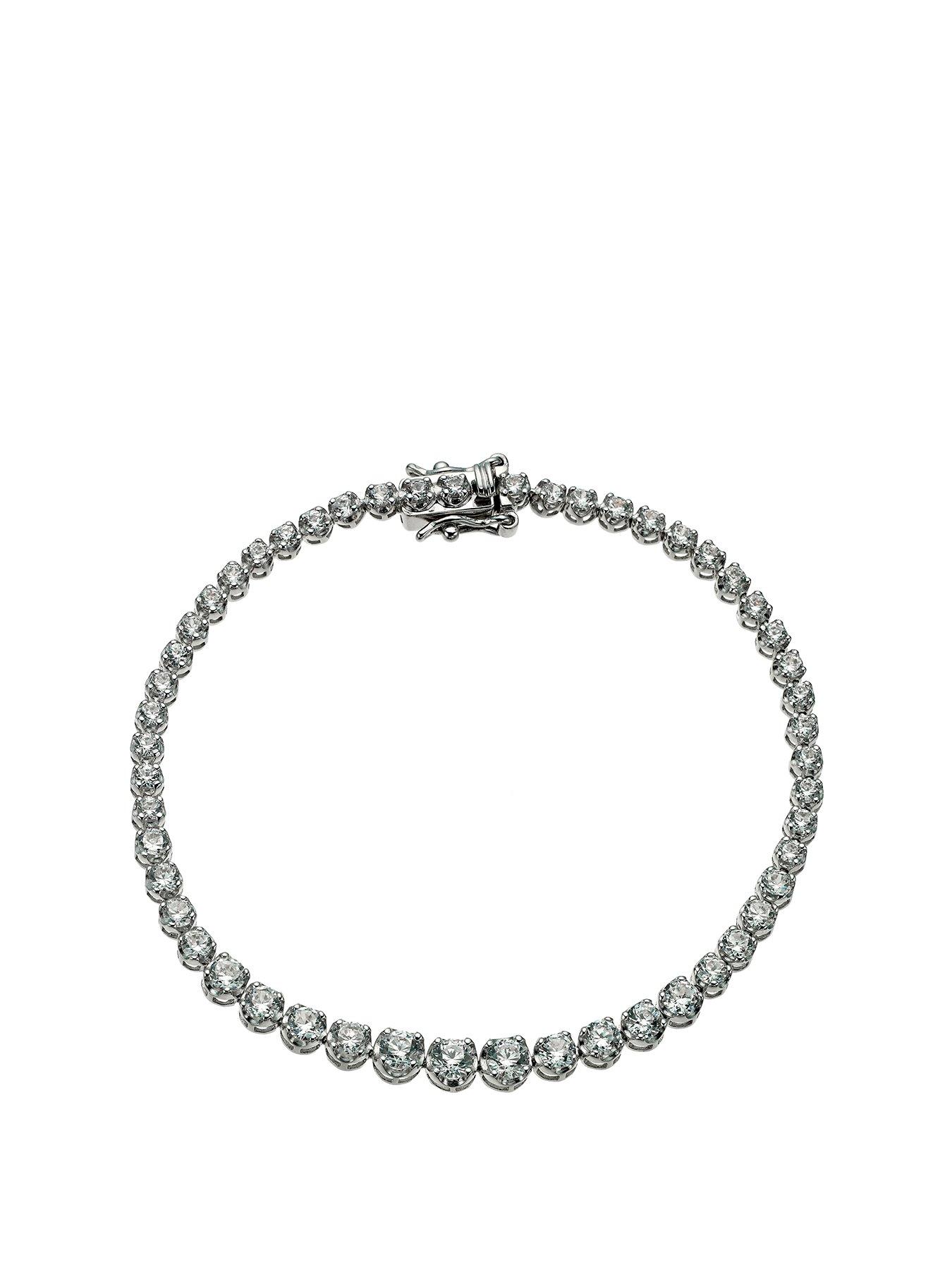 Product photograph of Ernest Jones Sterling Silver 7 5 Inch Cubic Zirconia Tennis Bracelet from very.co.uk