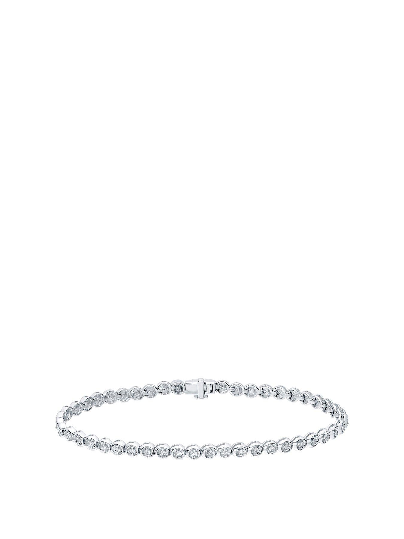 Product photograph of Ernest Jones 9ct White Gold Bracelet 0 50ct Diamond Tennis Bracelet from very.co.uk