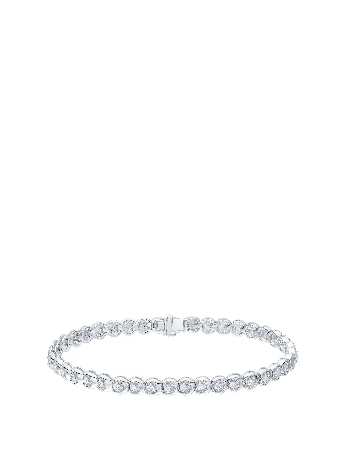 Product photograph of Ernest Jones 9ct White Gold 1ct Diamond Tennis Bracelet from very.co.uk