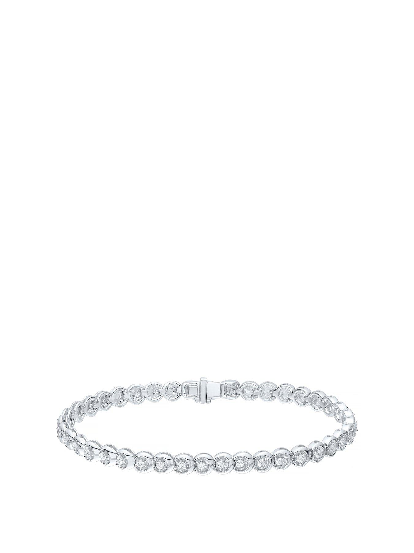 undefined 9ct White Gold Bracelet. 1ct Diamond Tennis Bracelet