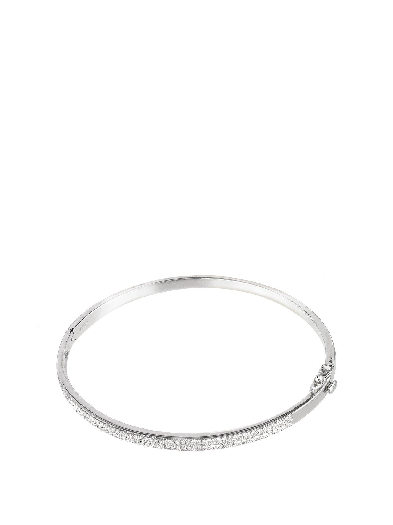 Product photograph of Ernest Jones 9ct White Gold 0 50ct Diamond Bangle from very.co.uk