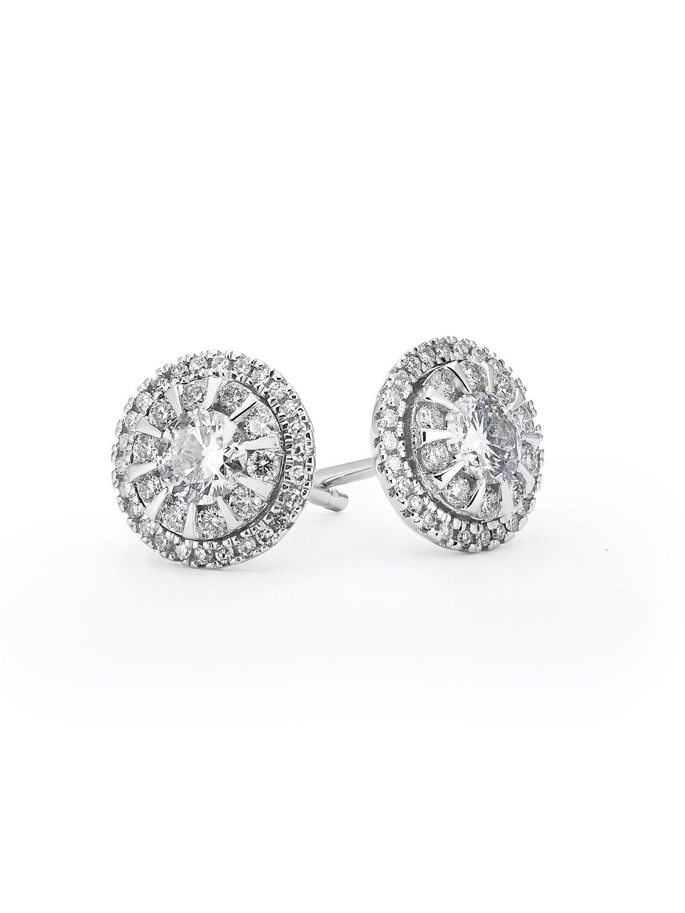 Image 2 of 5 of Ernest Jones 9ct White Gold Necklace. Diamond Earrings &amp; Pendant Set