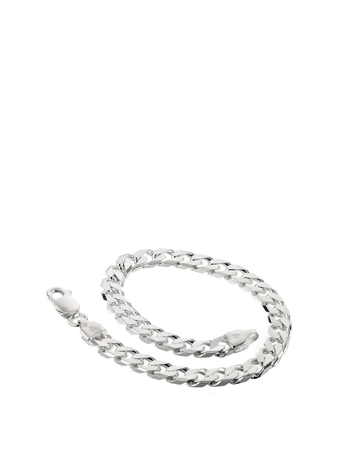 Product photograph of Ernest Jones Sterling Silver 8 Inch Curb Chain Bracelet from very.co.uk