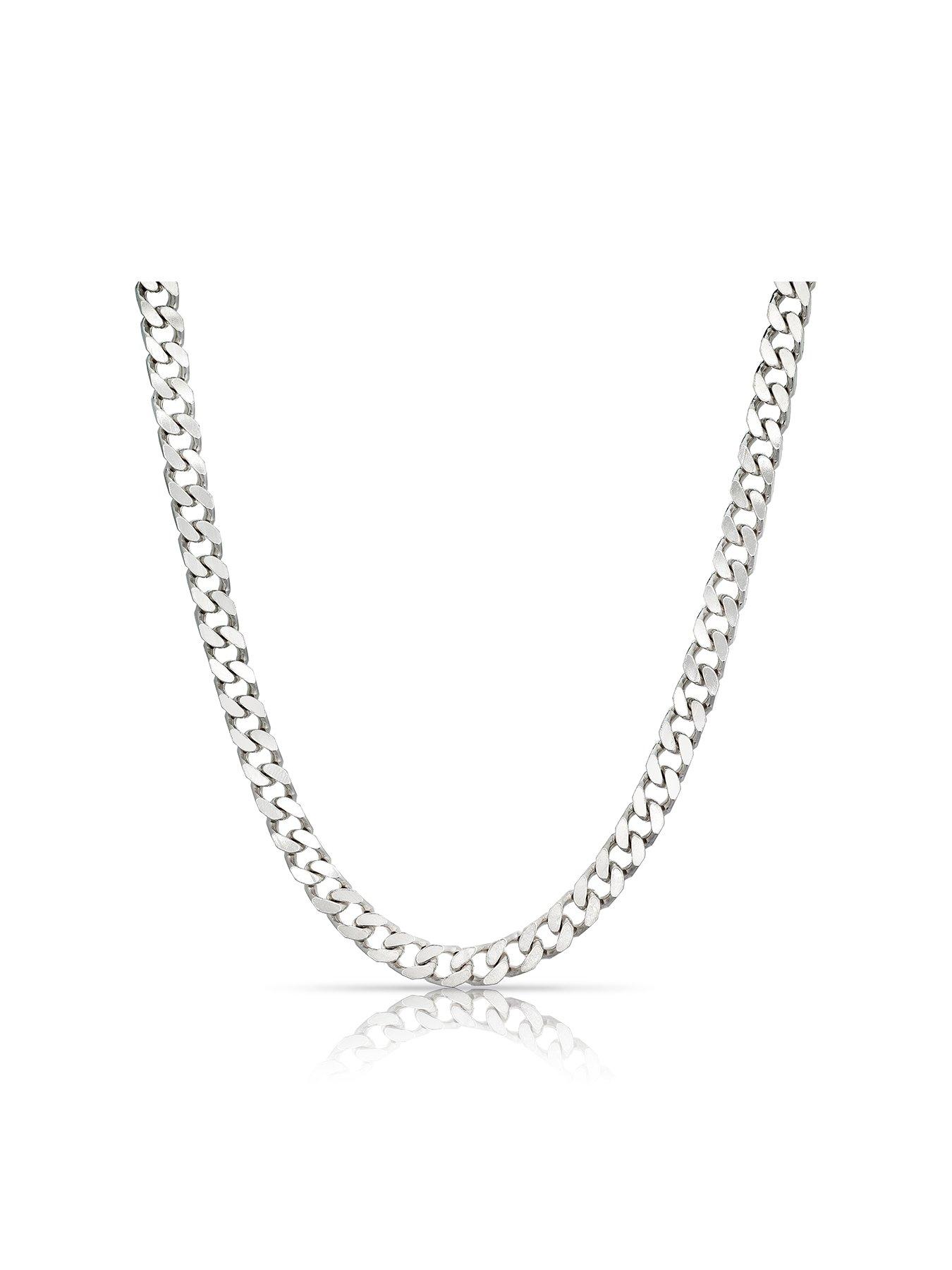 Product photograph of Ernest Jones Sterling Silver Necklace Square 20 Inch Curb Chain Necklace from very.co.uk