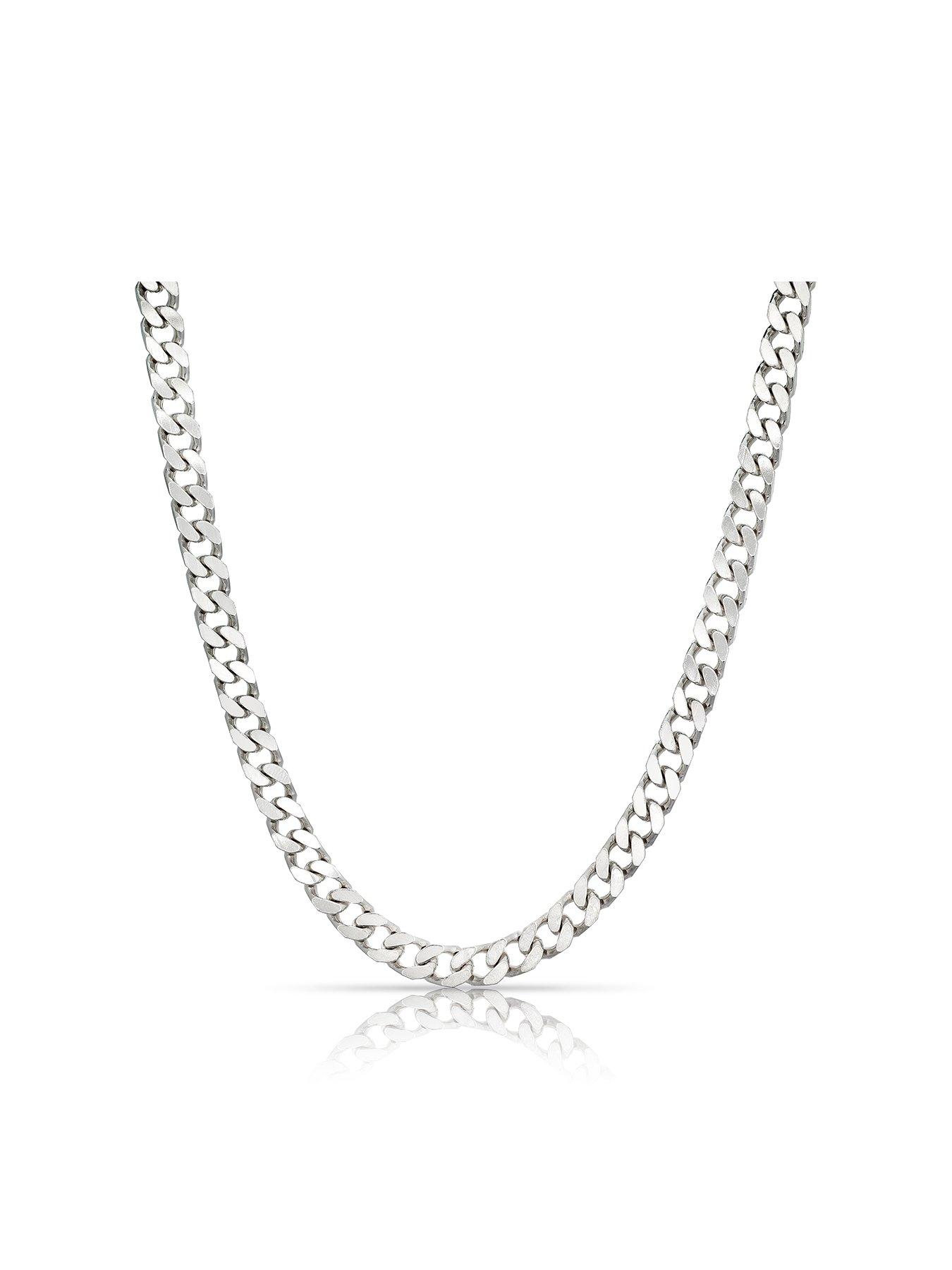 Product photograph of Ernest Jones Sterling Silver Square 20 Curb Chain Necklace from very.co.uk