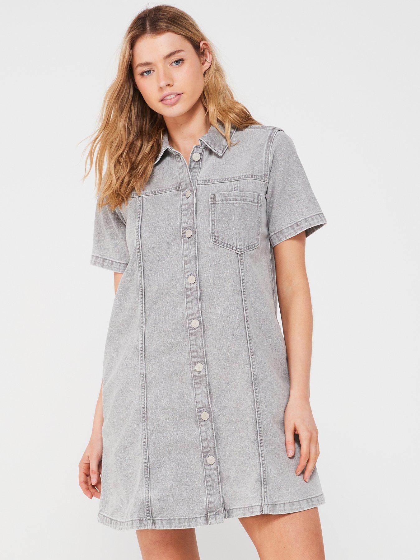 JJXX A Line Denim Dress - Grey Denim