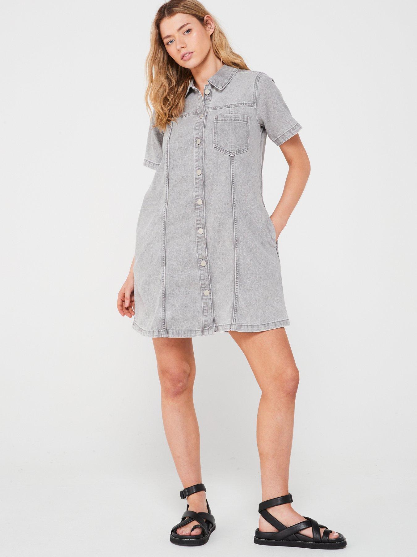 JJXX S Line Denim Dress - Grey Denim | Very.co.uk