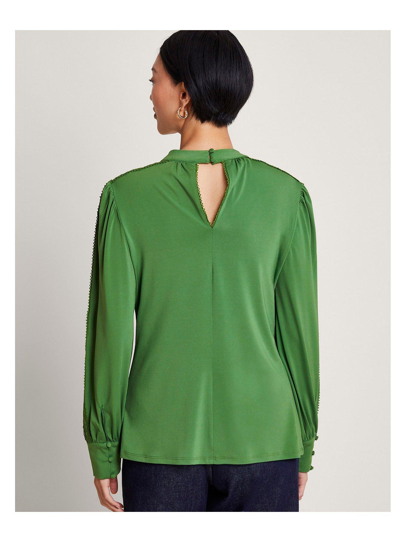 Image 2 of 5 of Monsoon Lulu Cutwork Trim Top Green