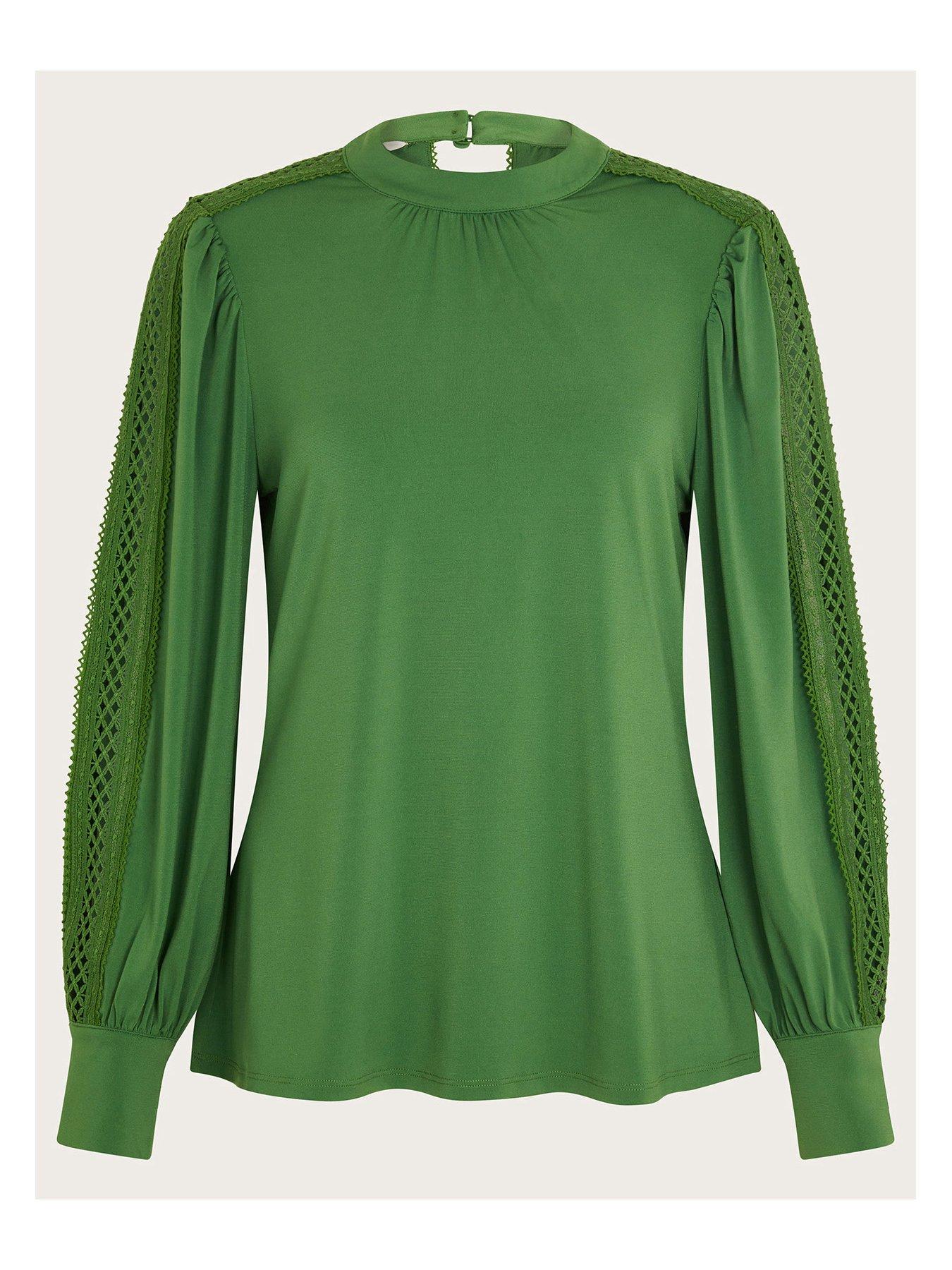 Image 4 of 5 of Monsoon Lulu Cutwork Trim Top Green