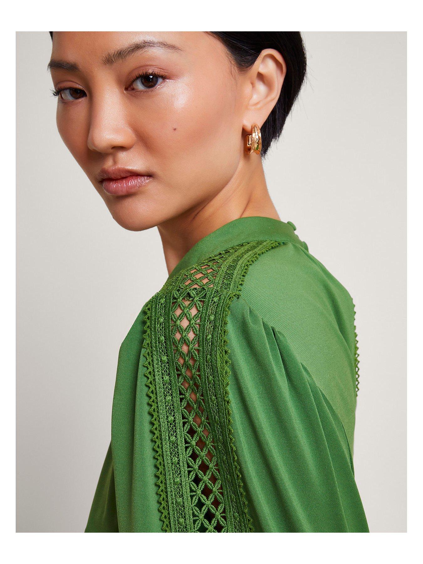 Image 5 of 5 of Monsoon Lulu Cutwork Trim Top Green