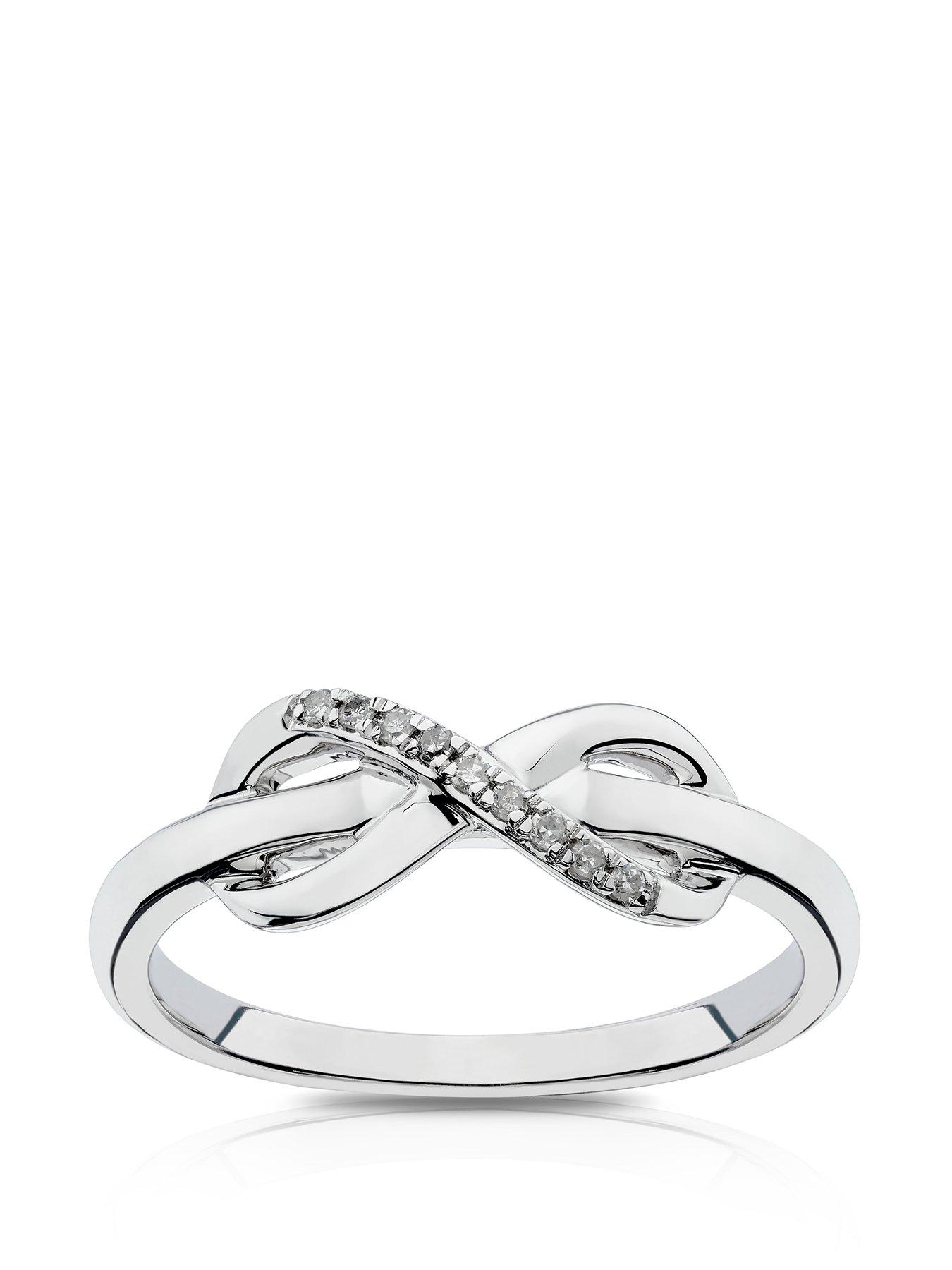 Product photograph of Ernest Jones Silver Diamond Infinity Ring from very.co.uk