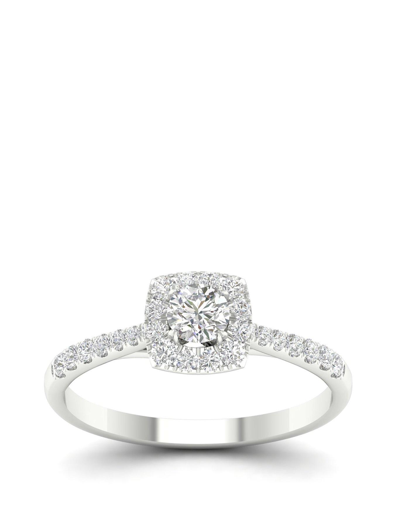 Product photograph of Ernest Jones 18ct White Gold Platinum 0 75ct Total Diamond Ring from very.co.uk