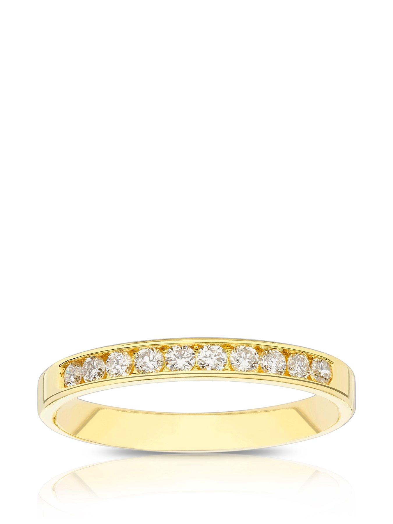 Product photograph of Ernest Jones 18ct Yellow Gold 0 25ct Diamond Channel Set Eternity Ring from very.co.uk