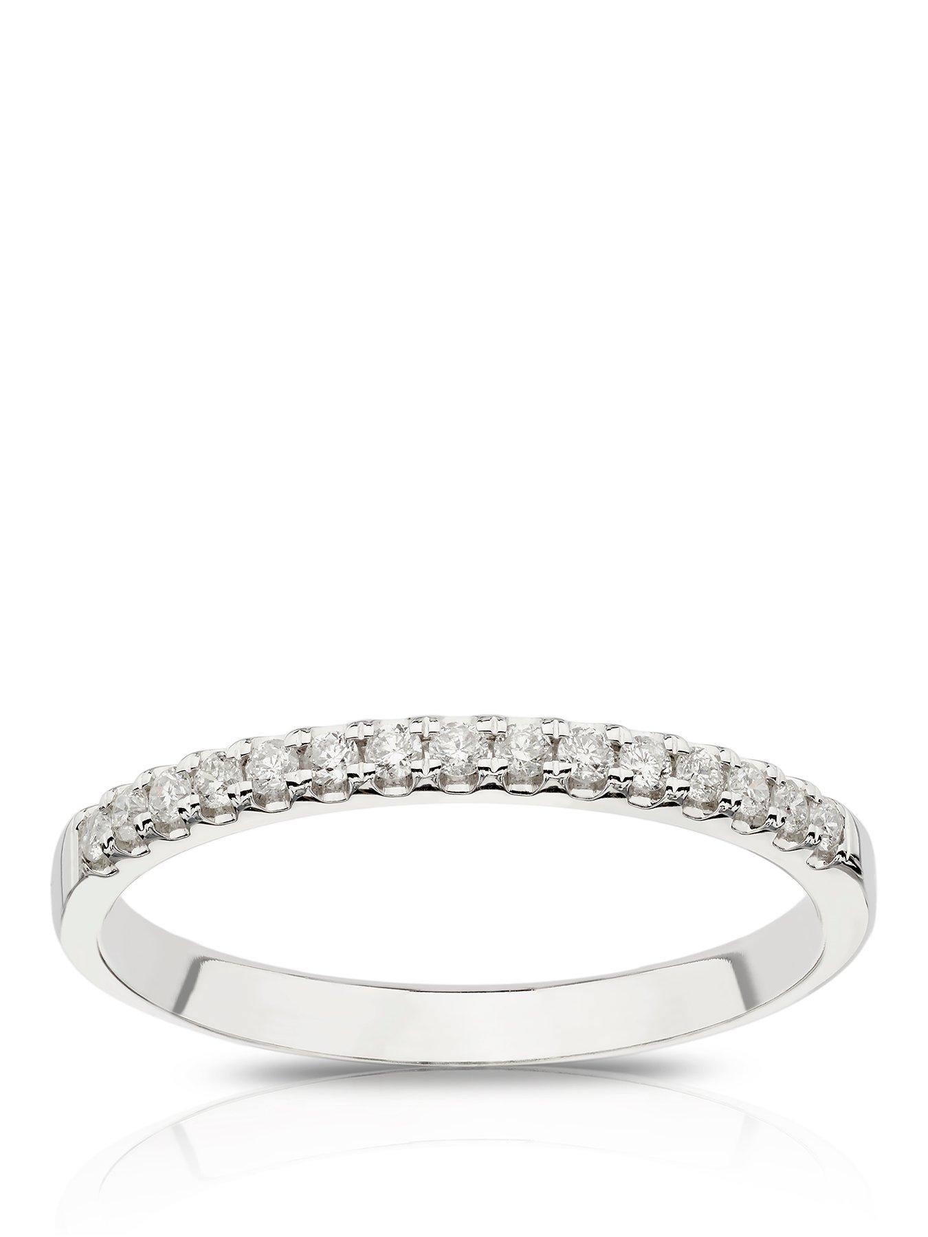 Ernest Jones 14Ct White Gold Ring. 0.15Ct Diamond Claw Set Eternity Engagement Ring