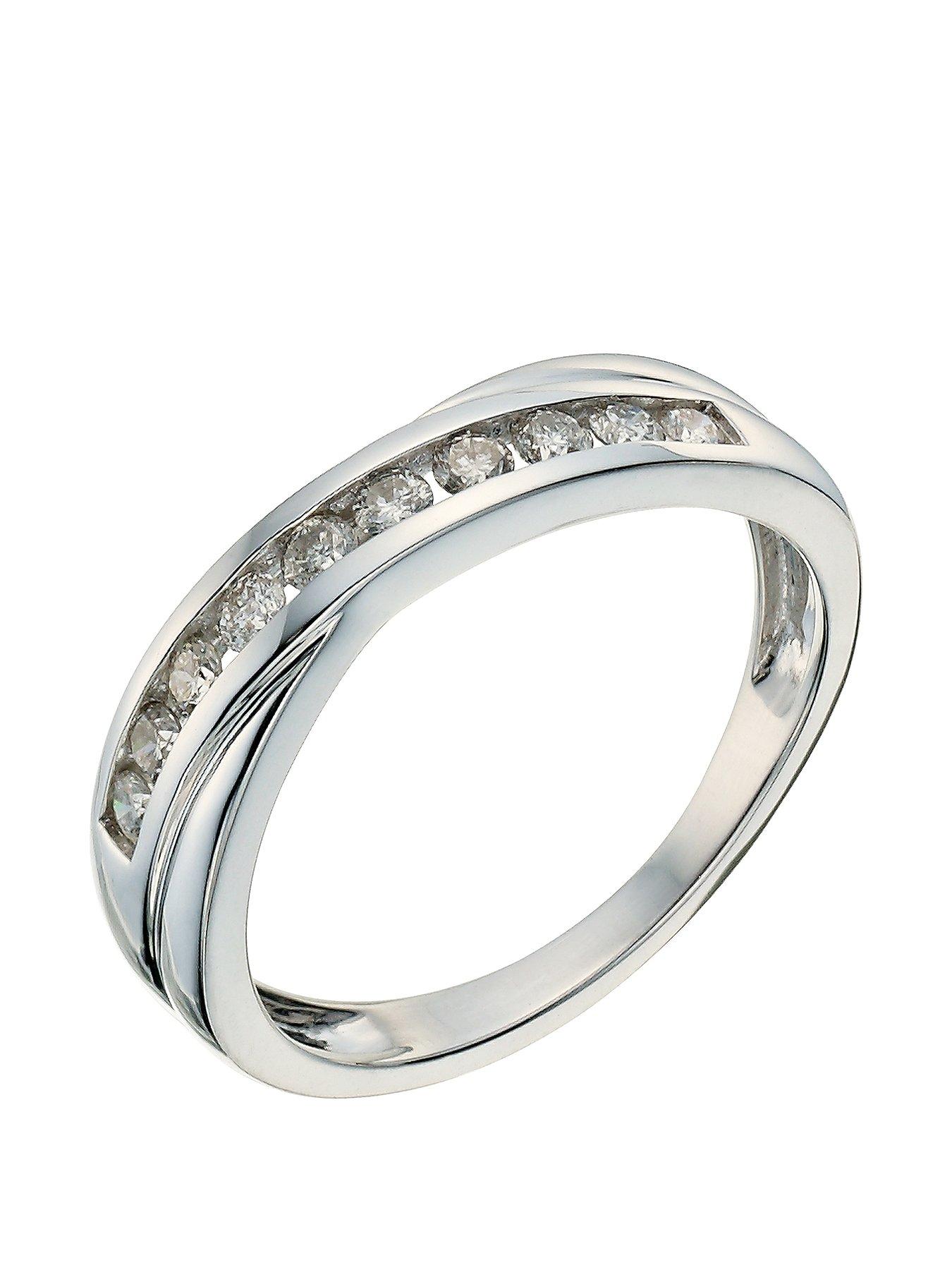 Product photograph of Ernest Jones 9ct White Gold 0 33ct Diamond Crossover Eternity Ring from very.co.uk