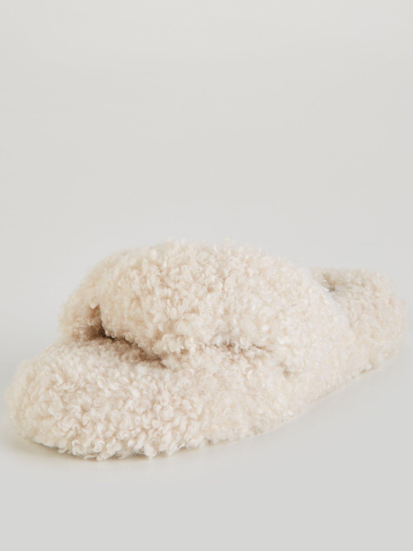 Everyday Fluffy Cross Knot Slider Slipper Pink Very