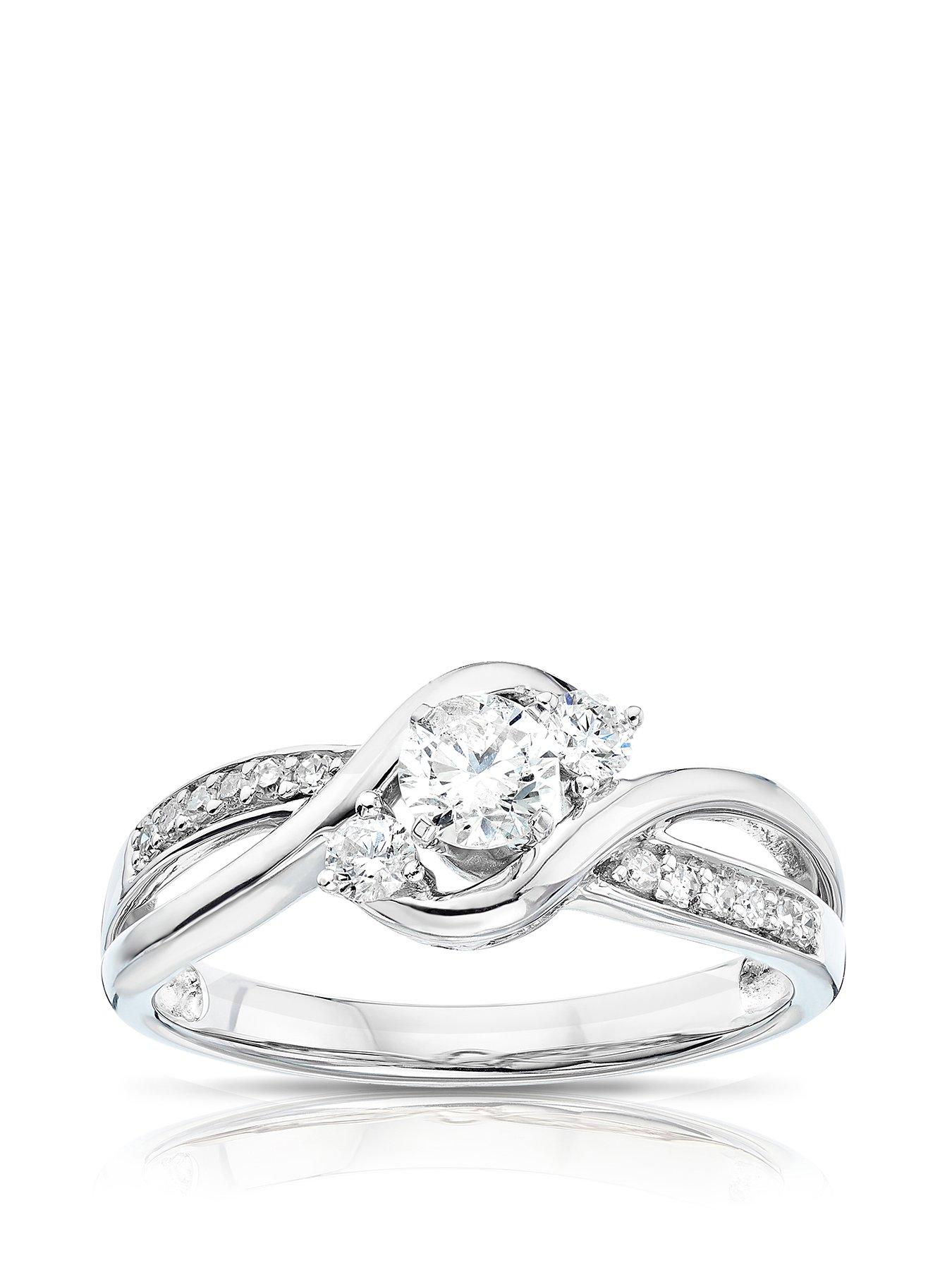 Product photograph of Ernest Jones 9ct White Gold 0 43ct Total Diamond Three Stone Ring from very.co.uk