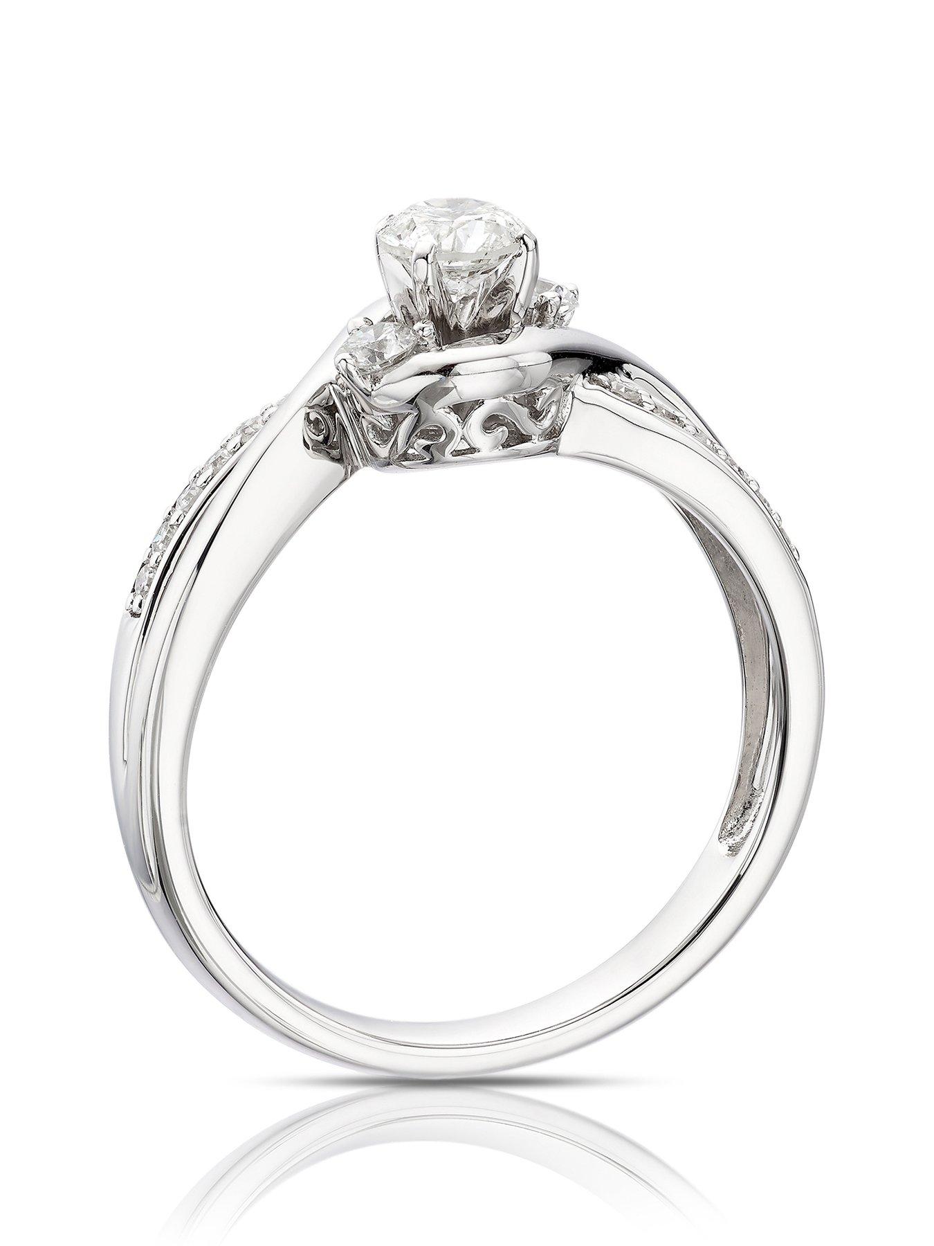 Image 2 of 3 of Ernest Jones 9ct White Gold 0.43ct Total Diamond Three Stone Ring