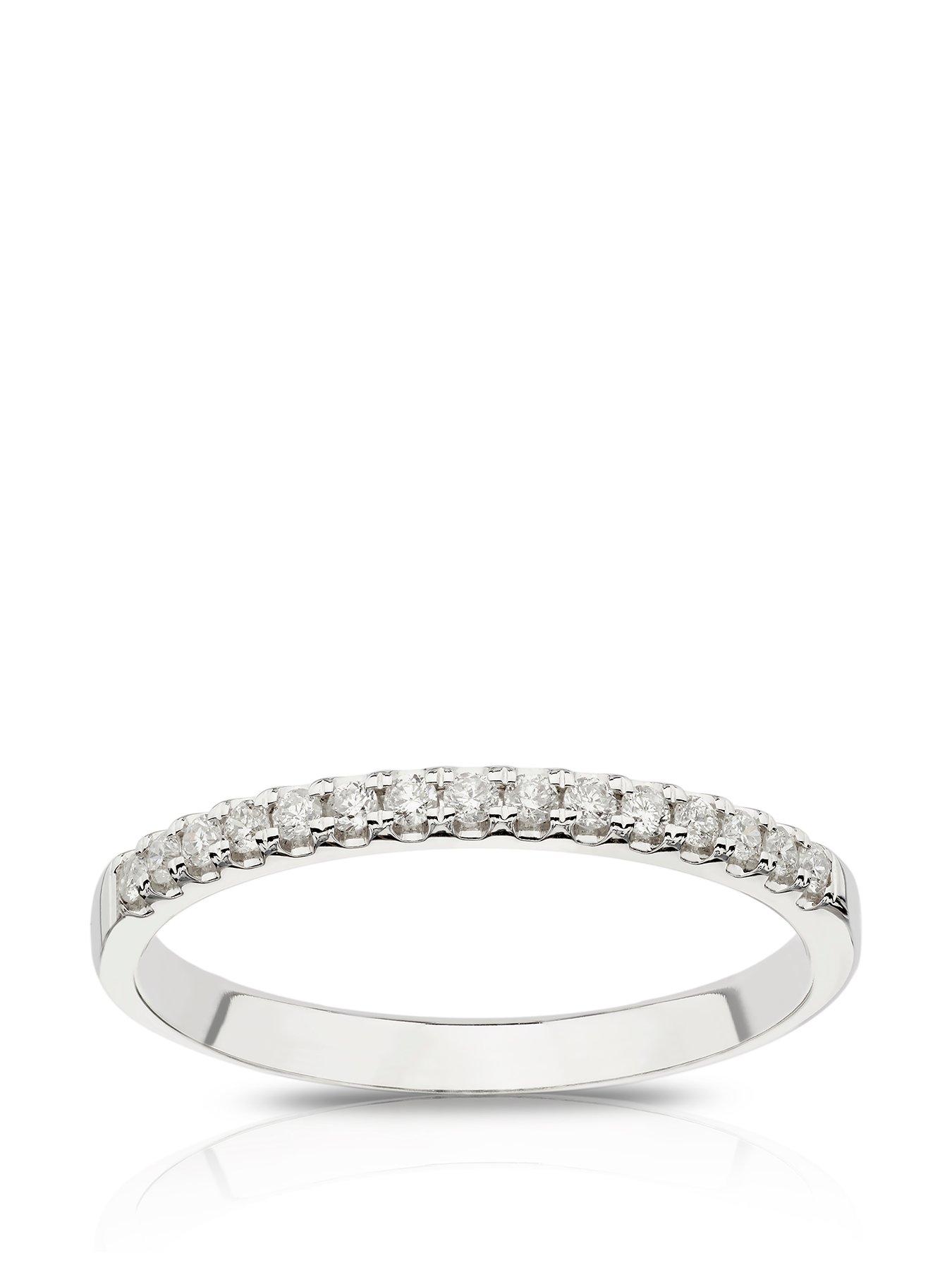 Product photograph of Ernest Jones Platinum 0 15ct Diamond Claw Set Eternity Ring from very.co.uk