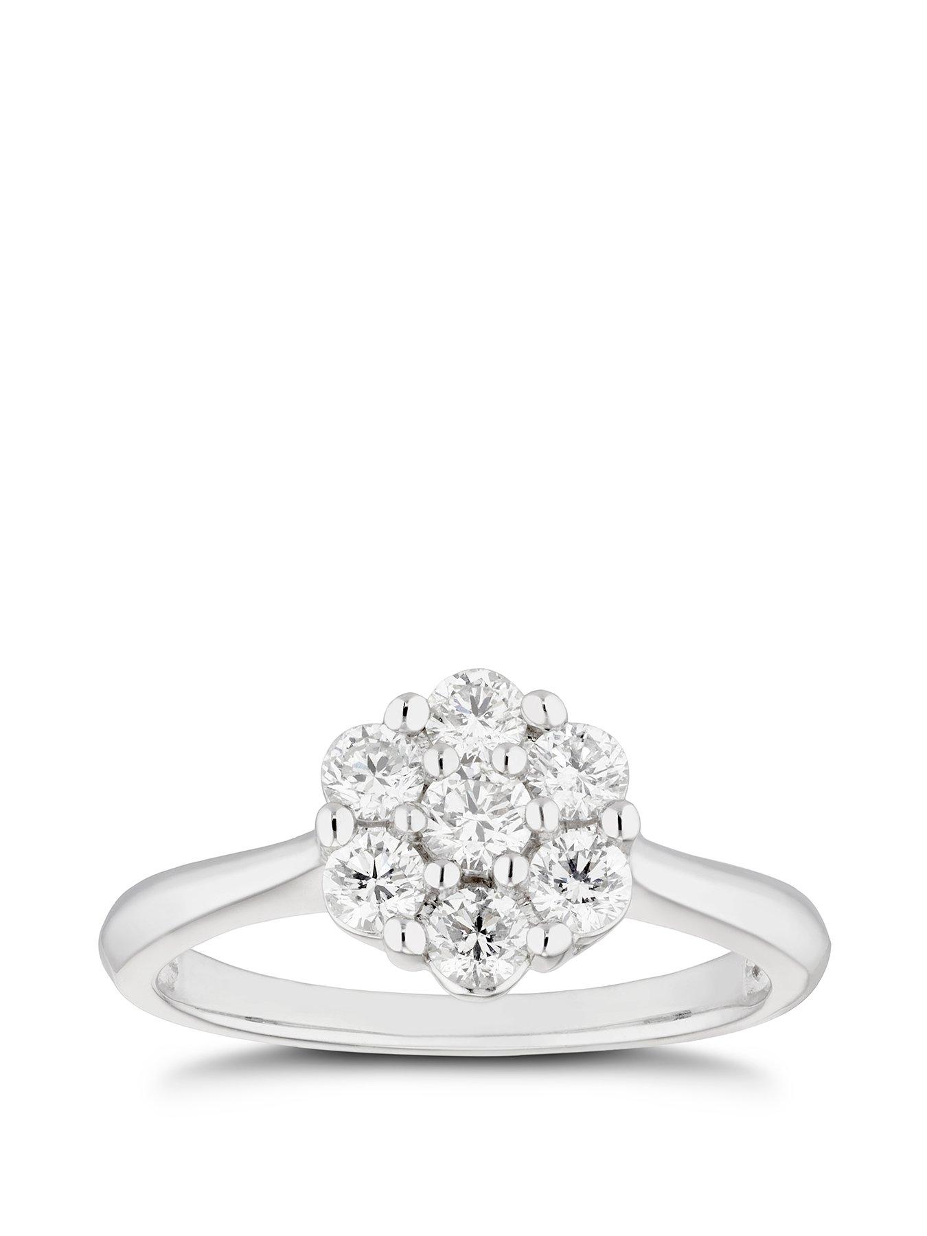 Product photograph of Ernest Jones Platinum 0 50ct Total Diamond Flower Cluster Ring from very.co.uk