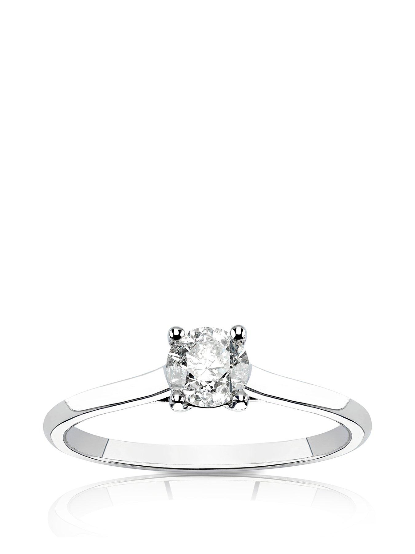 Product photograph of Ernest Jones 14ct White Gold 0 50ct Diamond Four Claw Solitaire Ring from very.co.uk