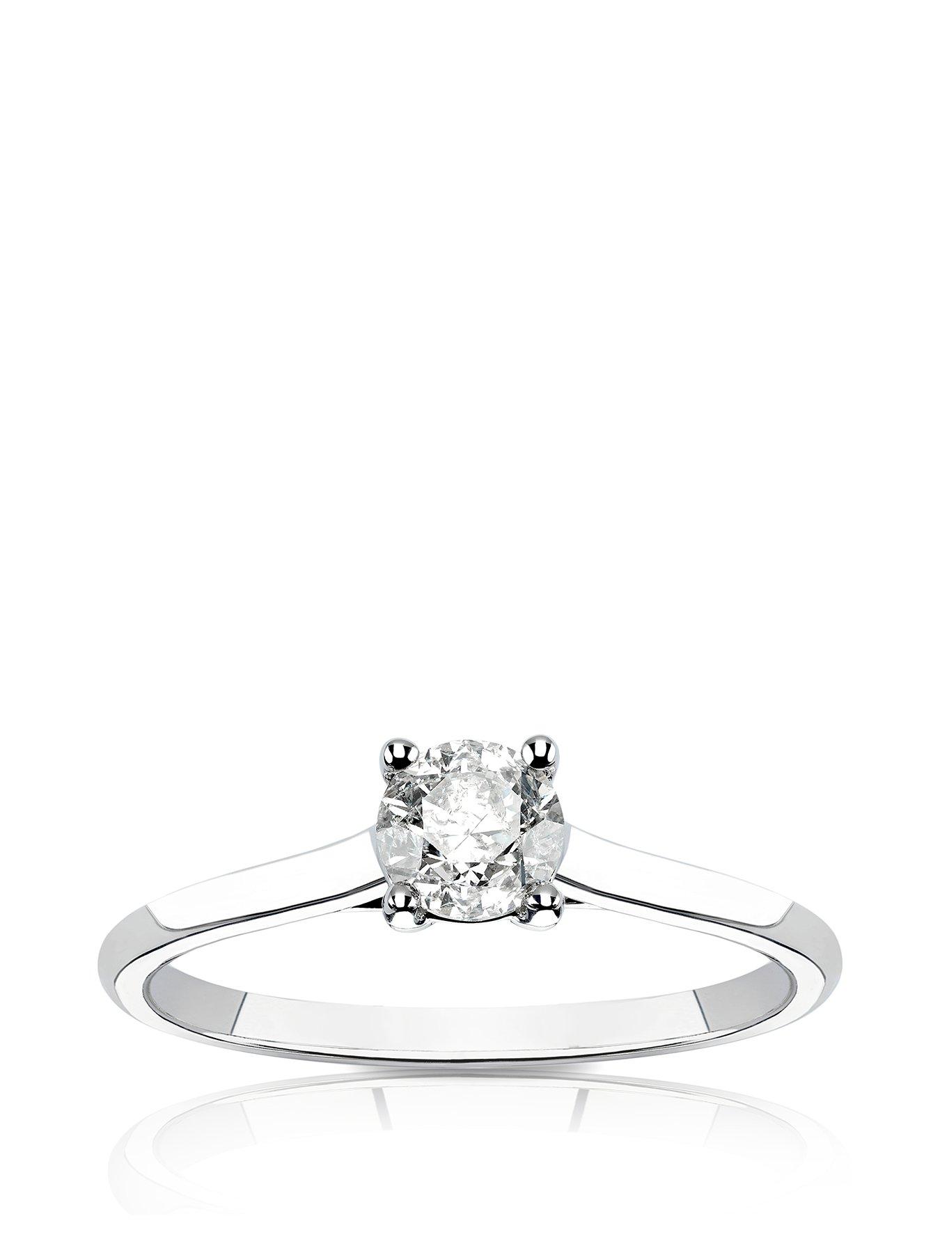 Ernest Jones 14ct White Gold 0.50ct Diamond Four Claw Solitaire Ring