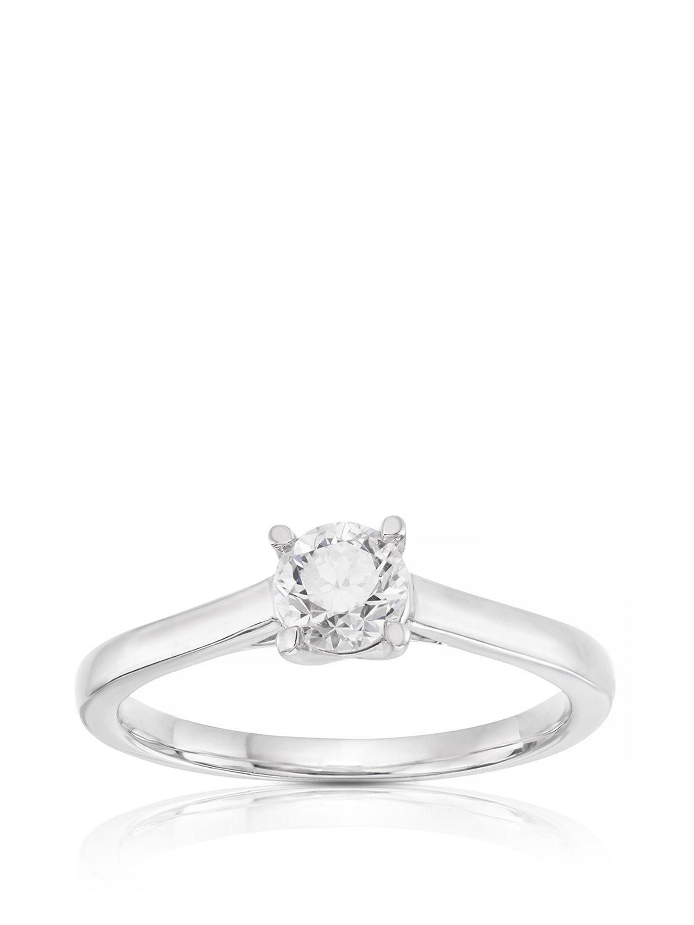 Product photograph of Ernest Jones Platinum 0 50ct Diamond Four Claw Solitaire Ring from very.co.uk