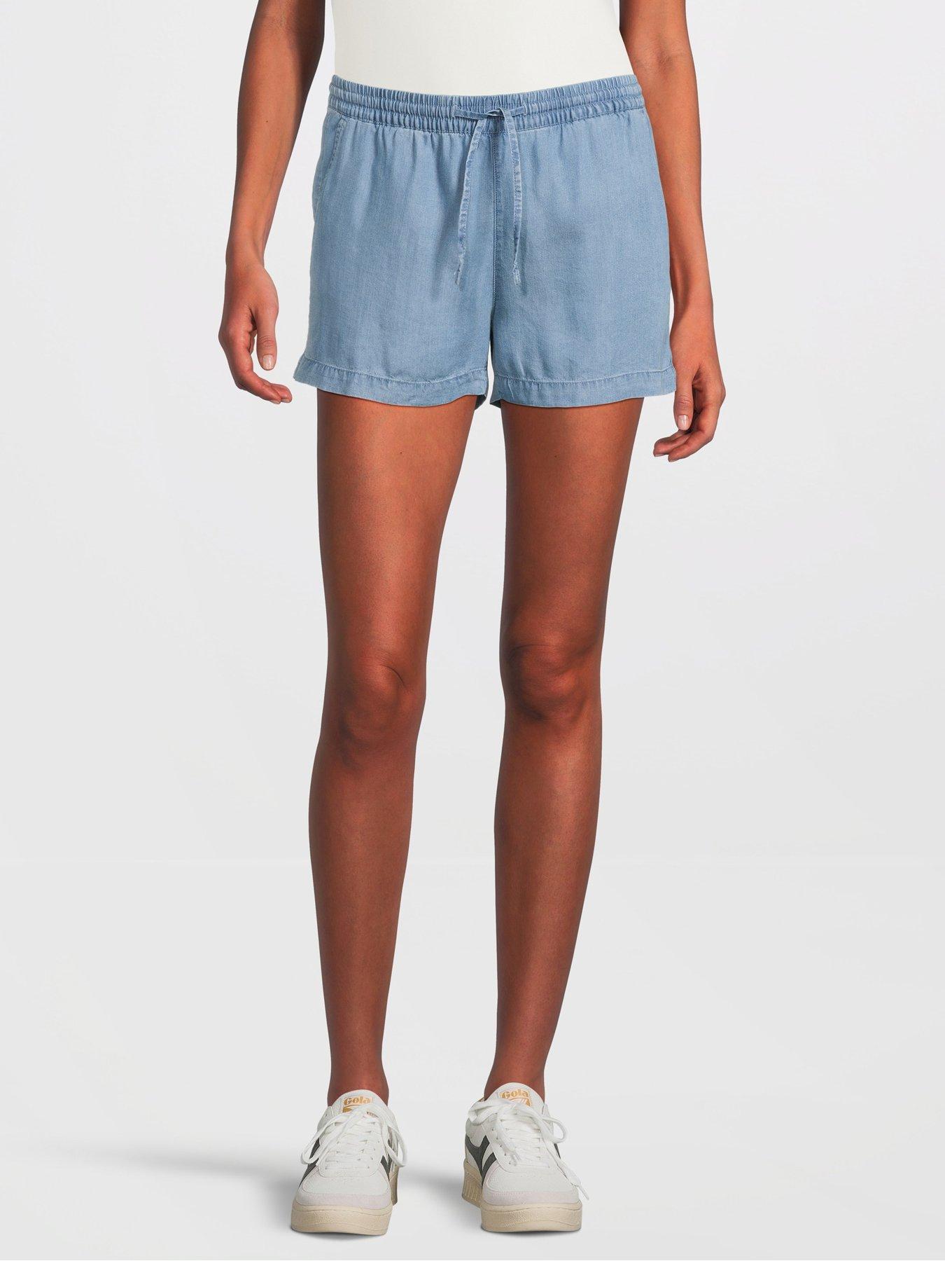 Only Drawstring Denim Shorts - Medium Blue