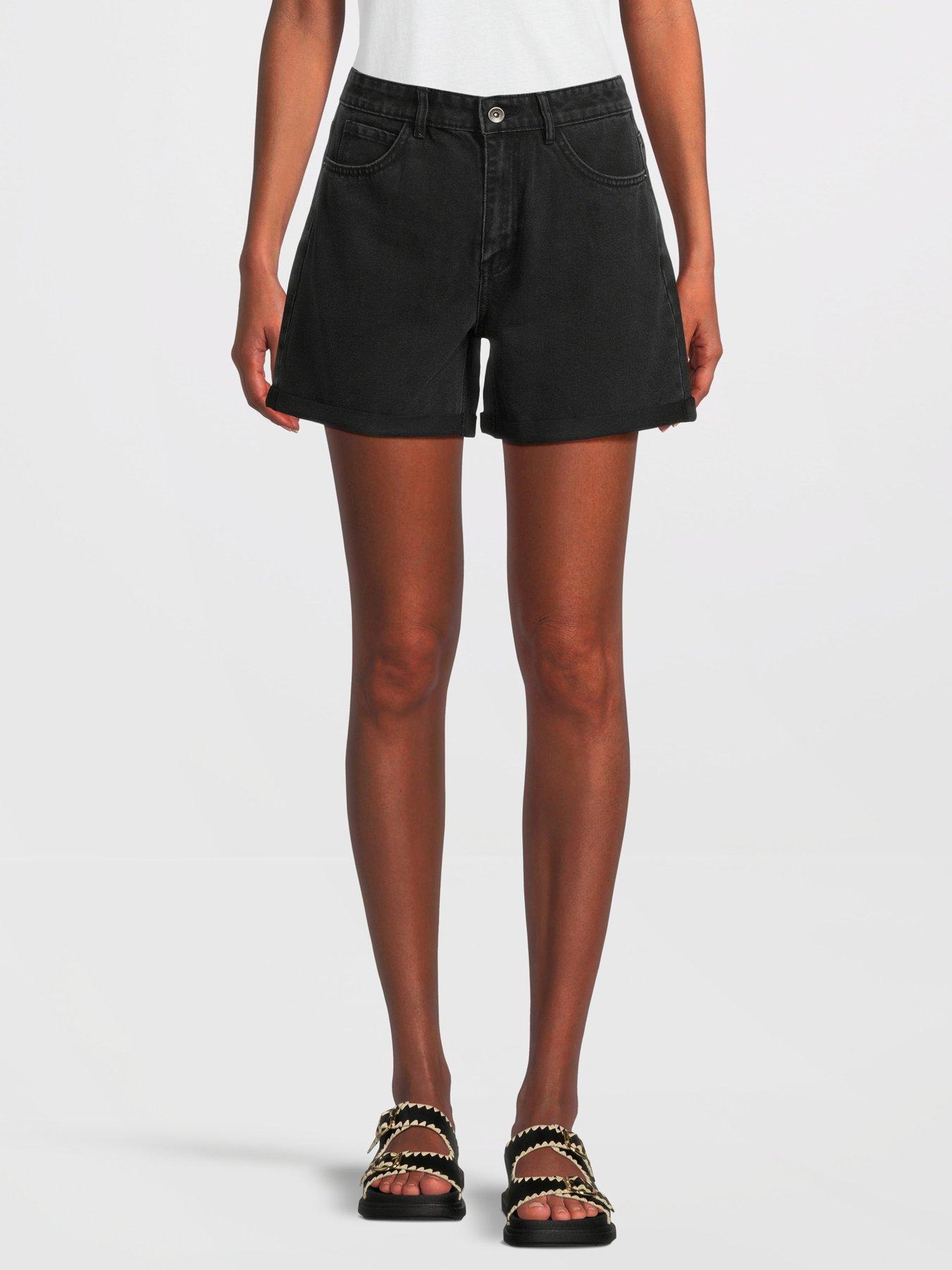 High Waisted Mom Denim Shorts Black