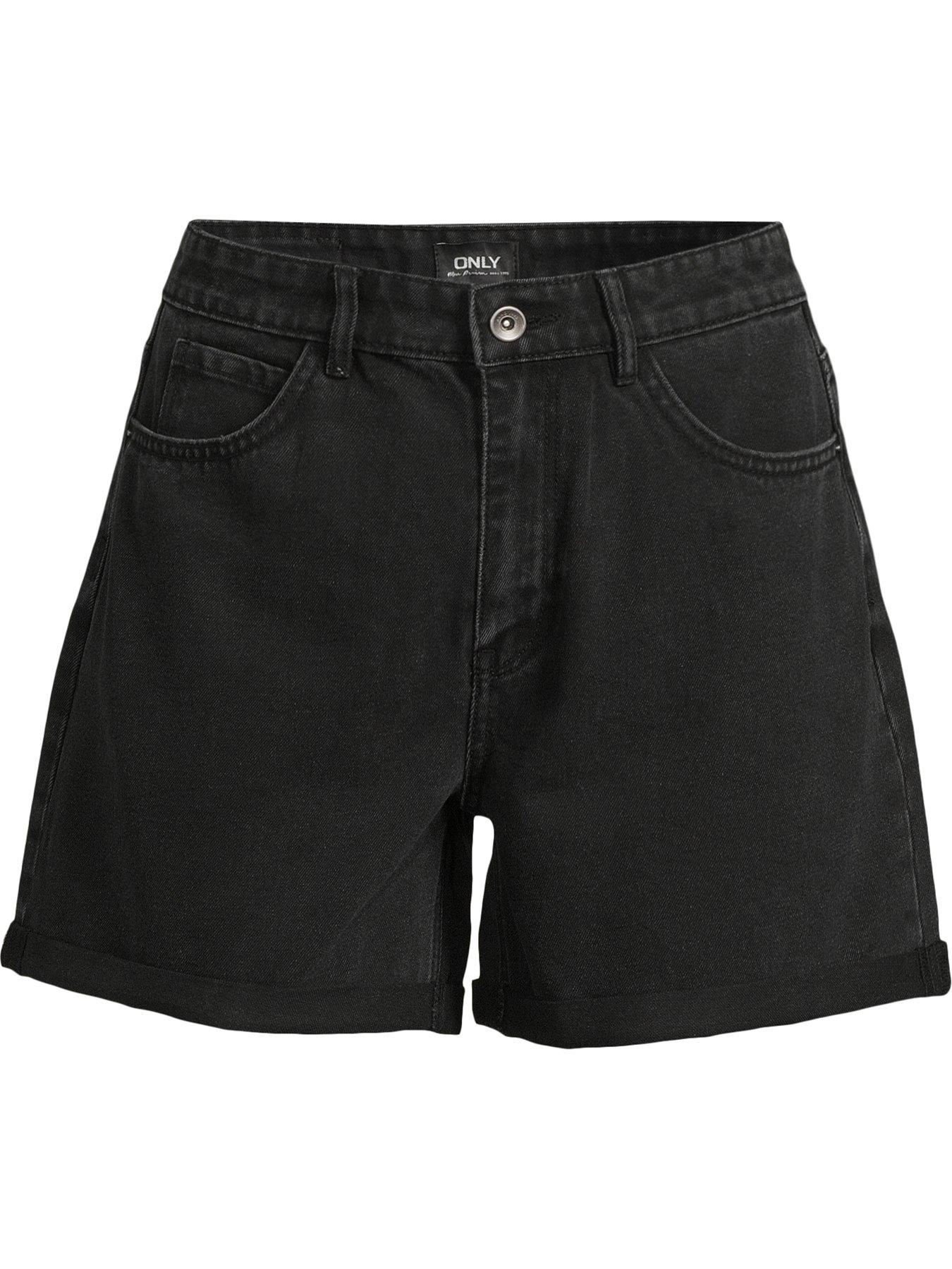 High Waisted Mom Denim Shorts Black