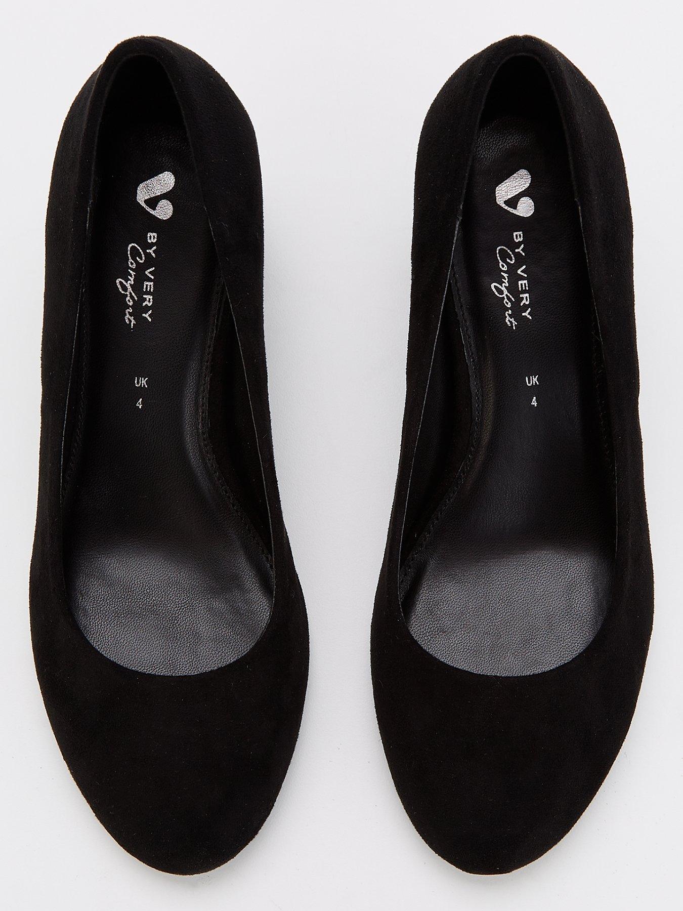 Black round toe court shoes online