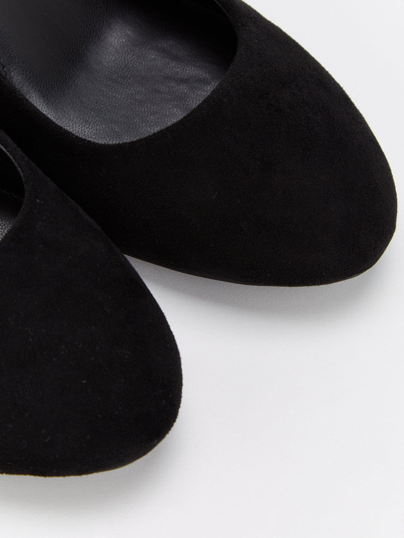 Wide Fit Comfort Block Heel Round Toe Court Shoe Black