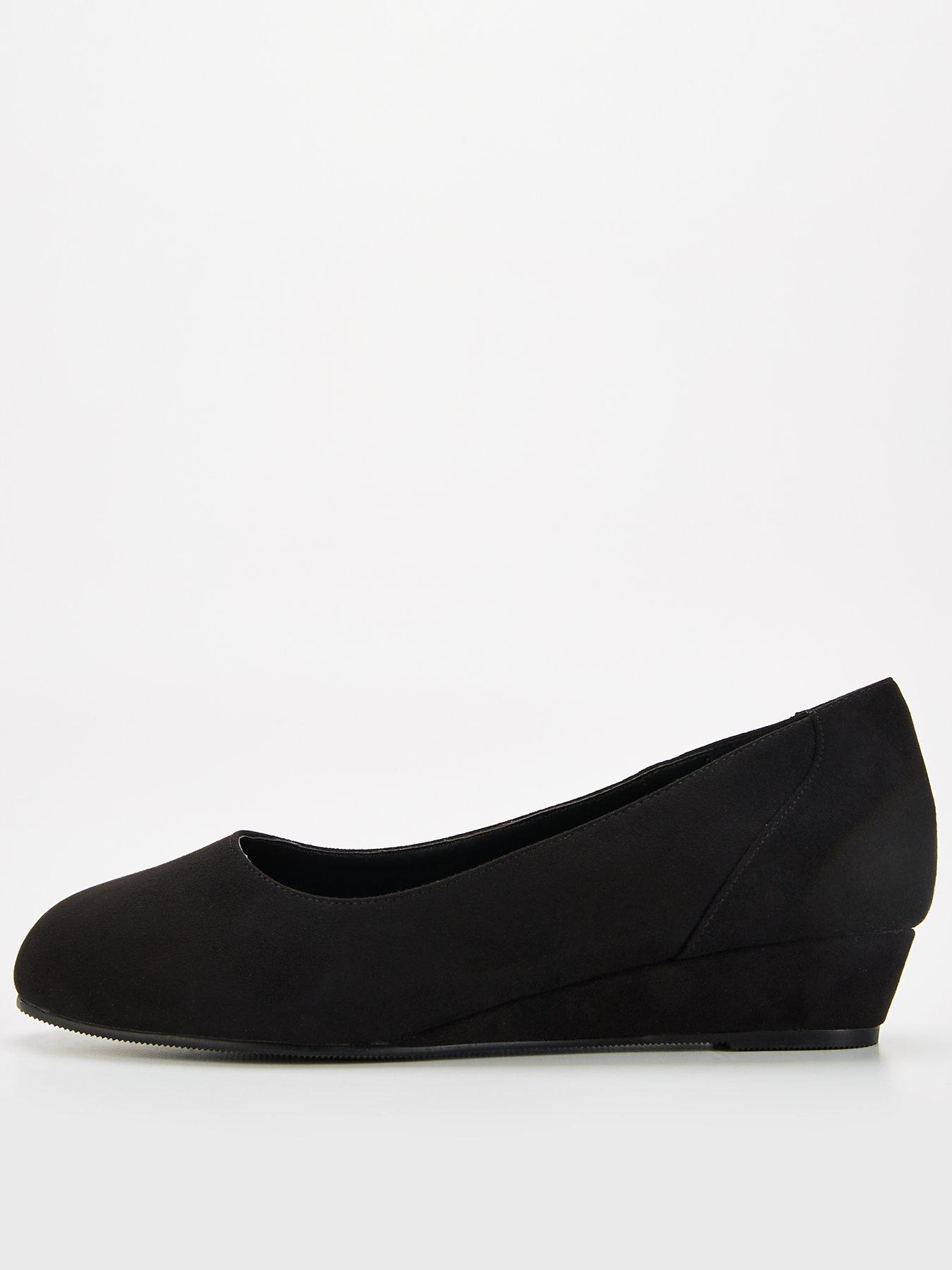 undefined Wide Fit Comfort Wedge Court Shoe - Black