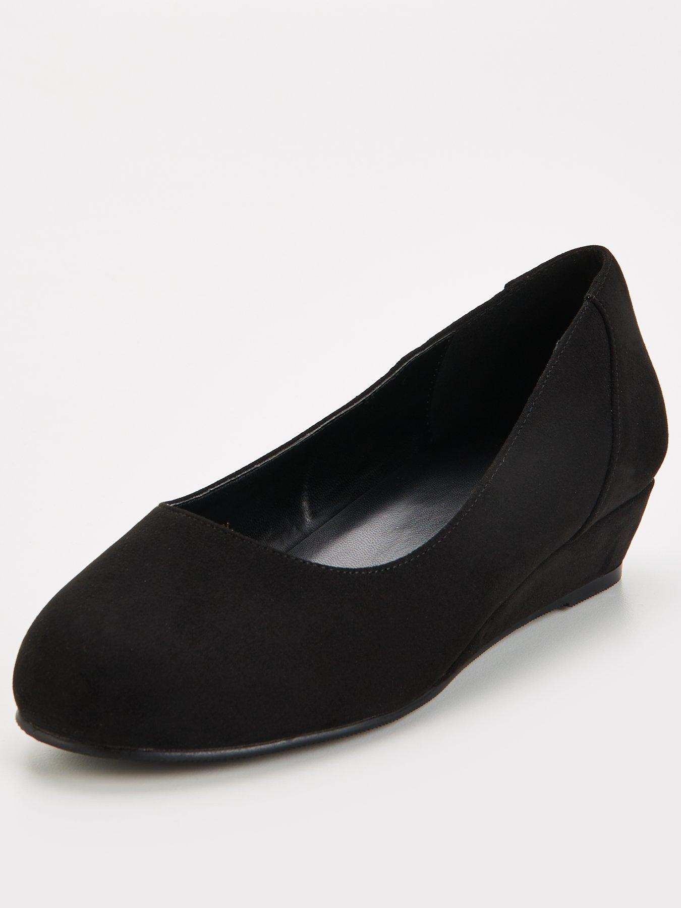 Black wedge court shoes uk hotsell