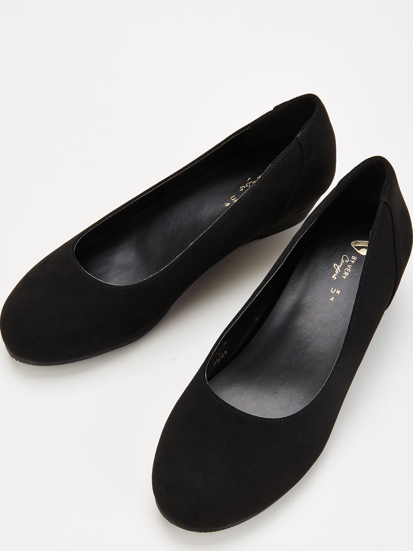 Image 4 of 7 of V by Very Comfort Wide Fit Comfort Wedge Court Shoe - Black