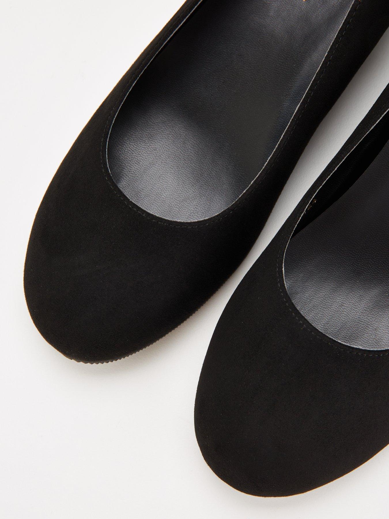 V by Very Comfort Wide Fit Comfort Wedge Court Shoe Black Very