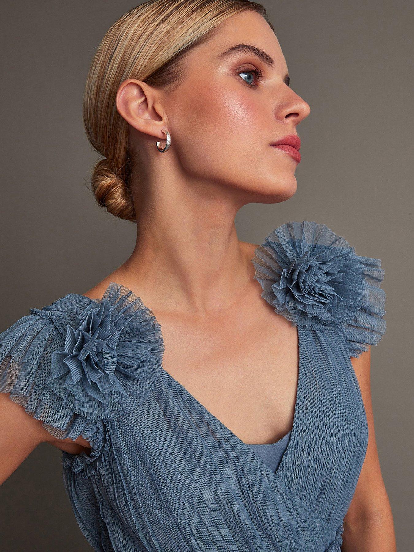 Wendy Pleated Maxi Dress Blue