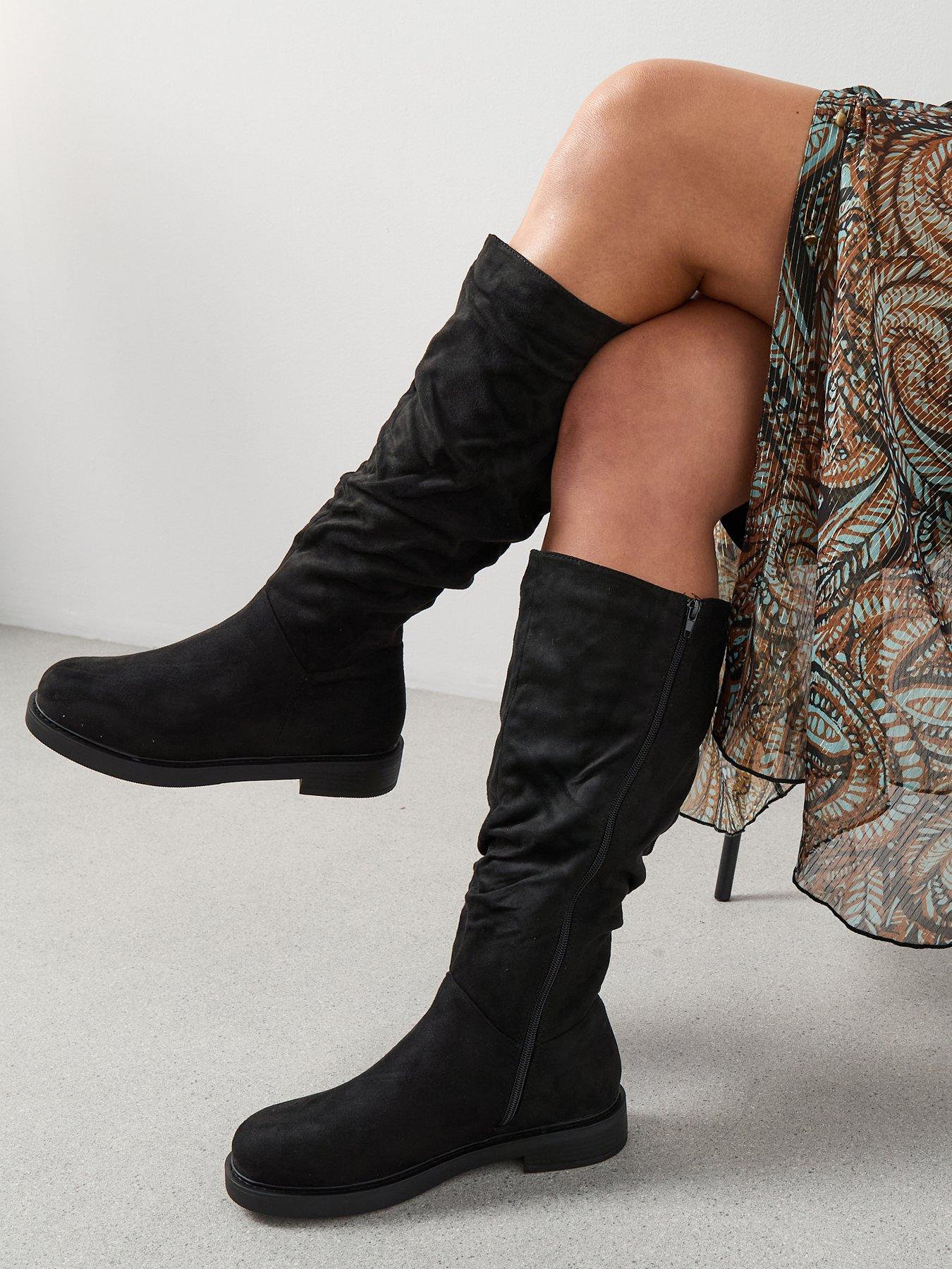 The Very Collection Extra Wide Fit Comfort Slouch Knee Boot With Wider Fitting Calf - Black