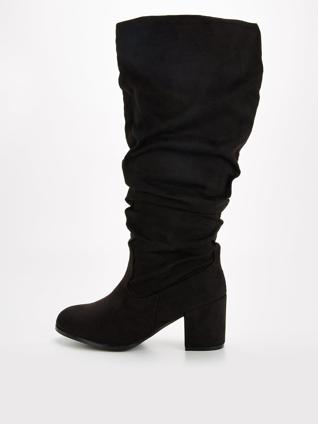 Ladies wide leg knee high boots best sale