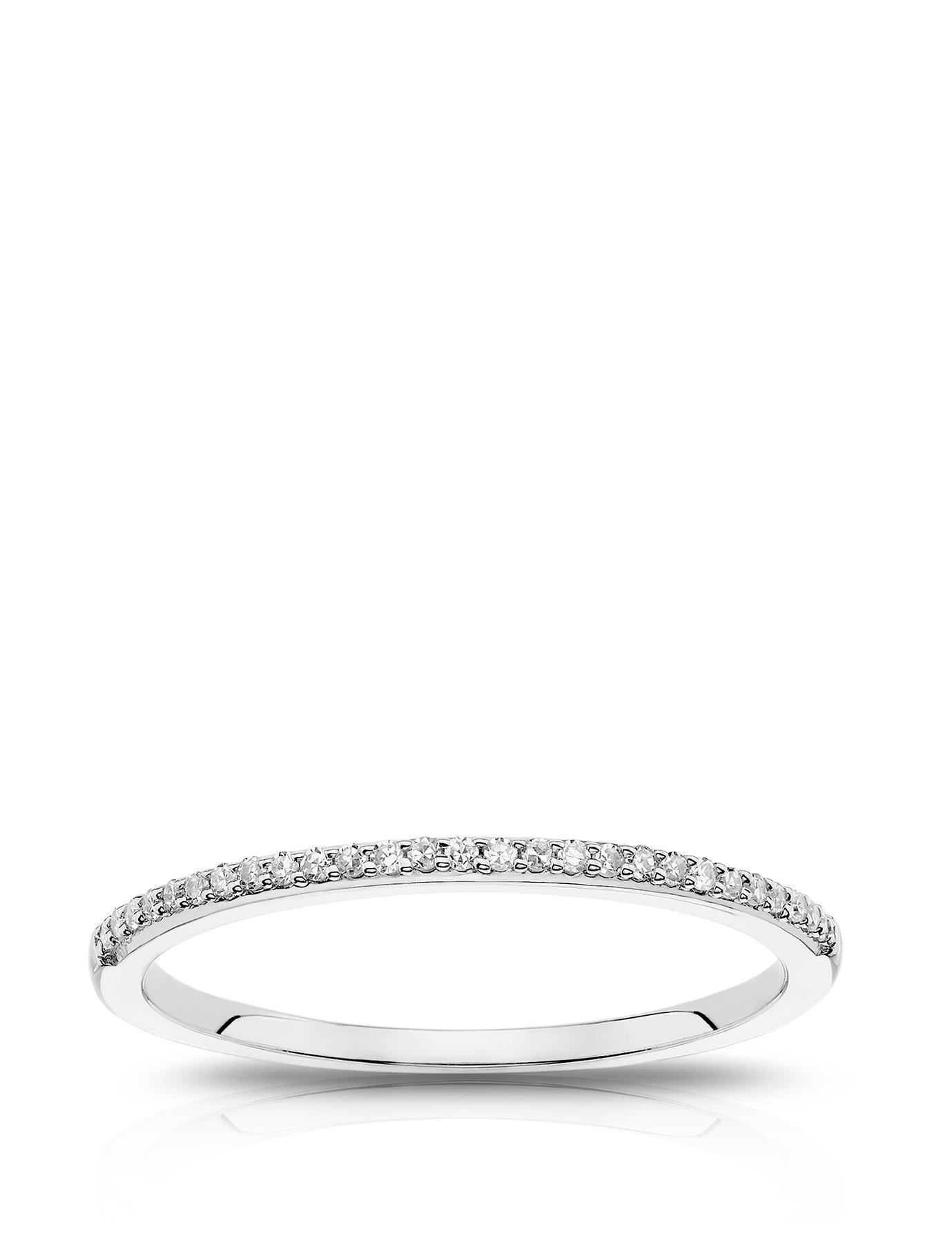 Product photograph of Ernest Jones 9ct White Gold Diamond Pave Band Ring from very.co.uk