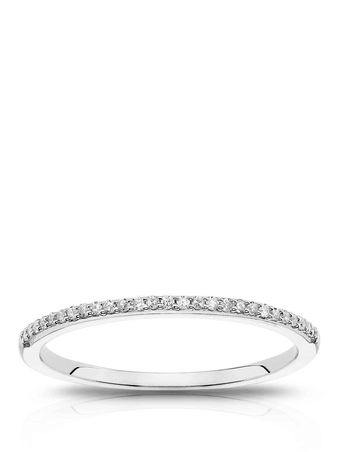 Ernest Jones 9ct White Gold Diamond Pave Engagement Ring