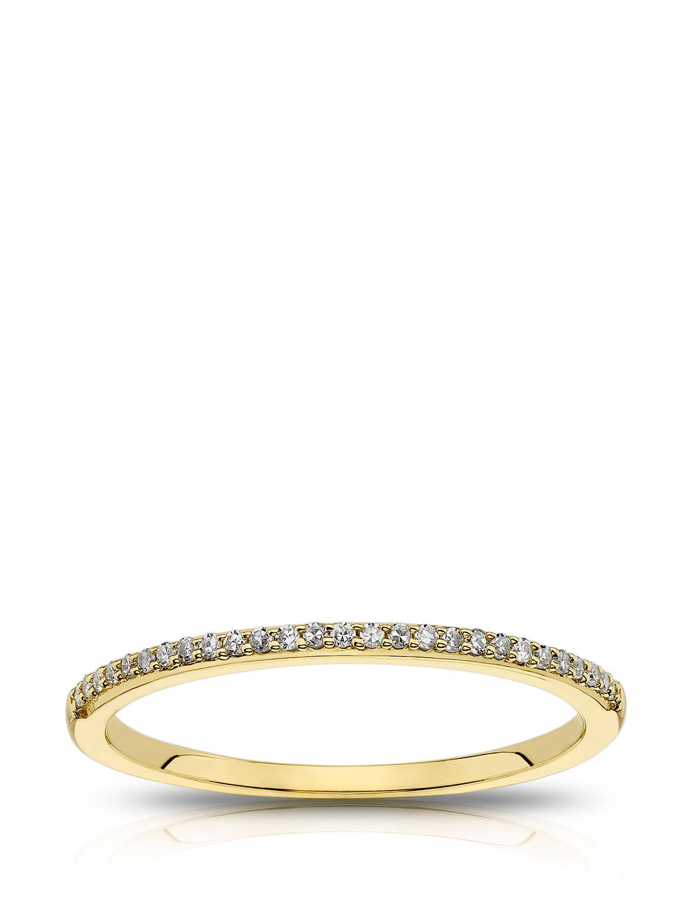 Product photograph of Ernest Jones 9ct Yellow Gold Diamond Pave Engagement Ring from very.co.uk