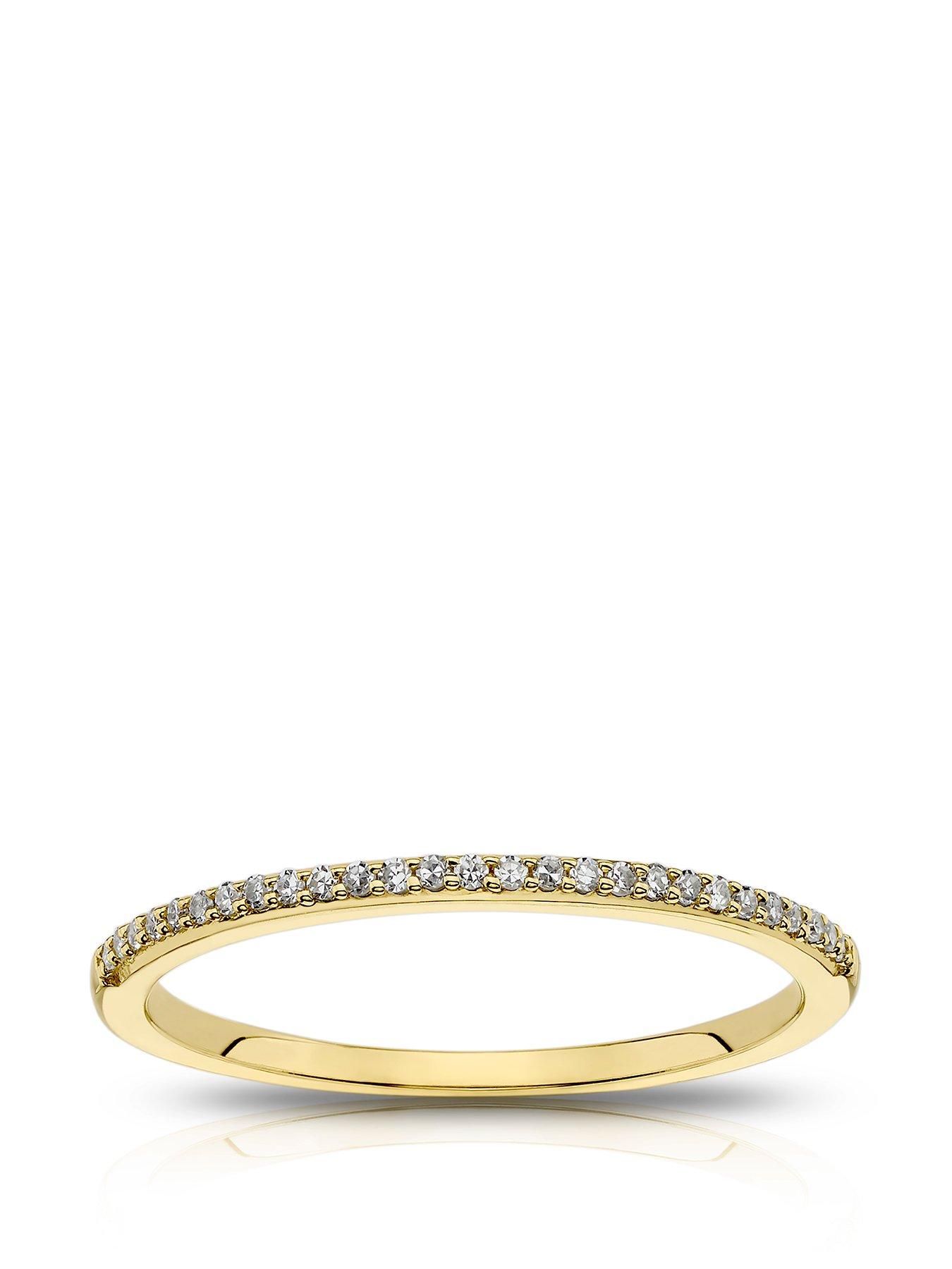 Product photograph of Ernest Jones 9ct Yellow Gold Diamond Pave Band Ring from very.co.uk