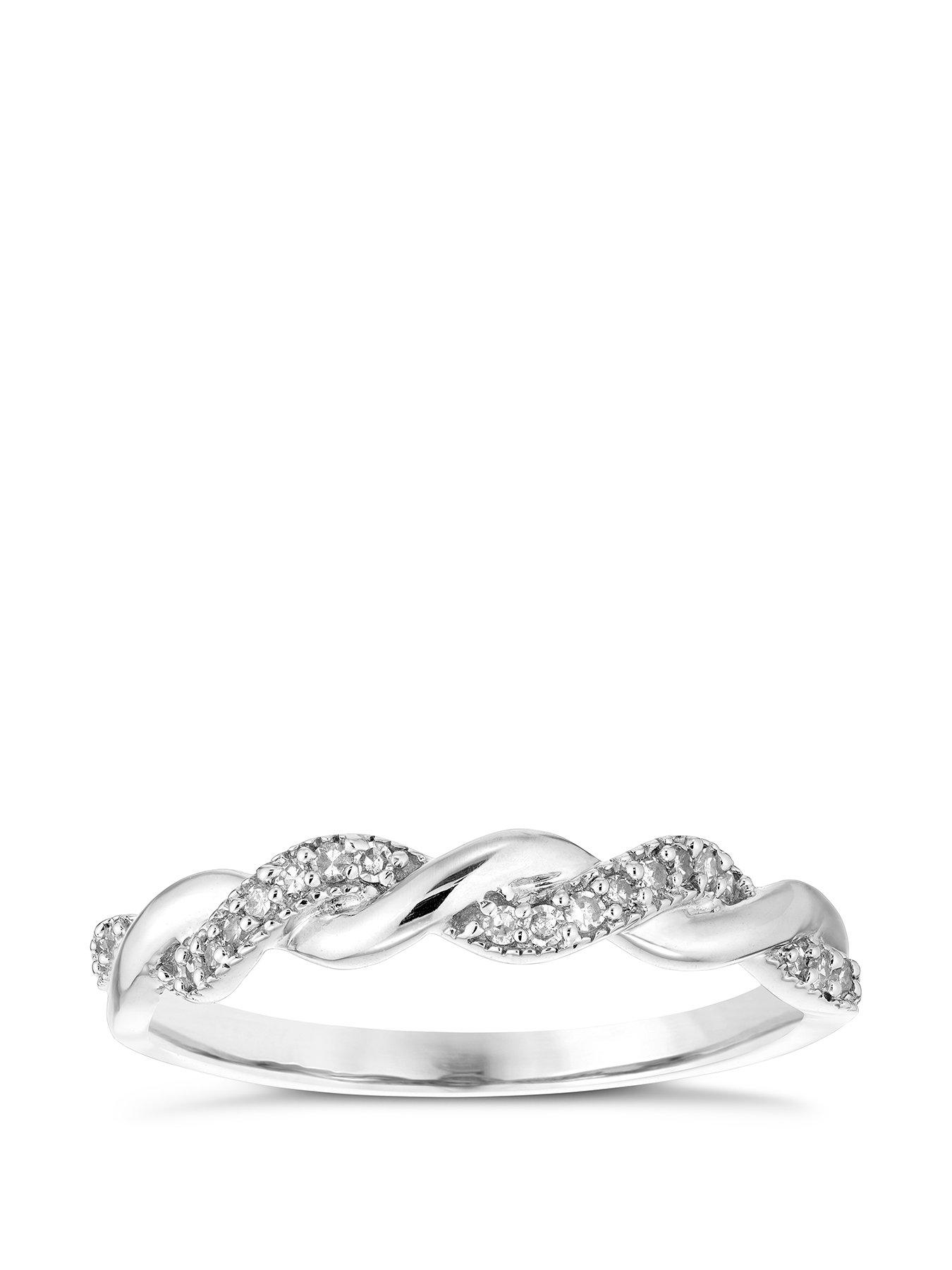 Product photograph of Ernest Jones 9ct White Gold 0 10ct Diamond Ring from very.co.uk