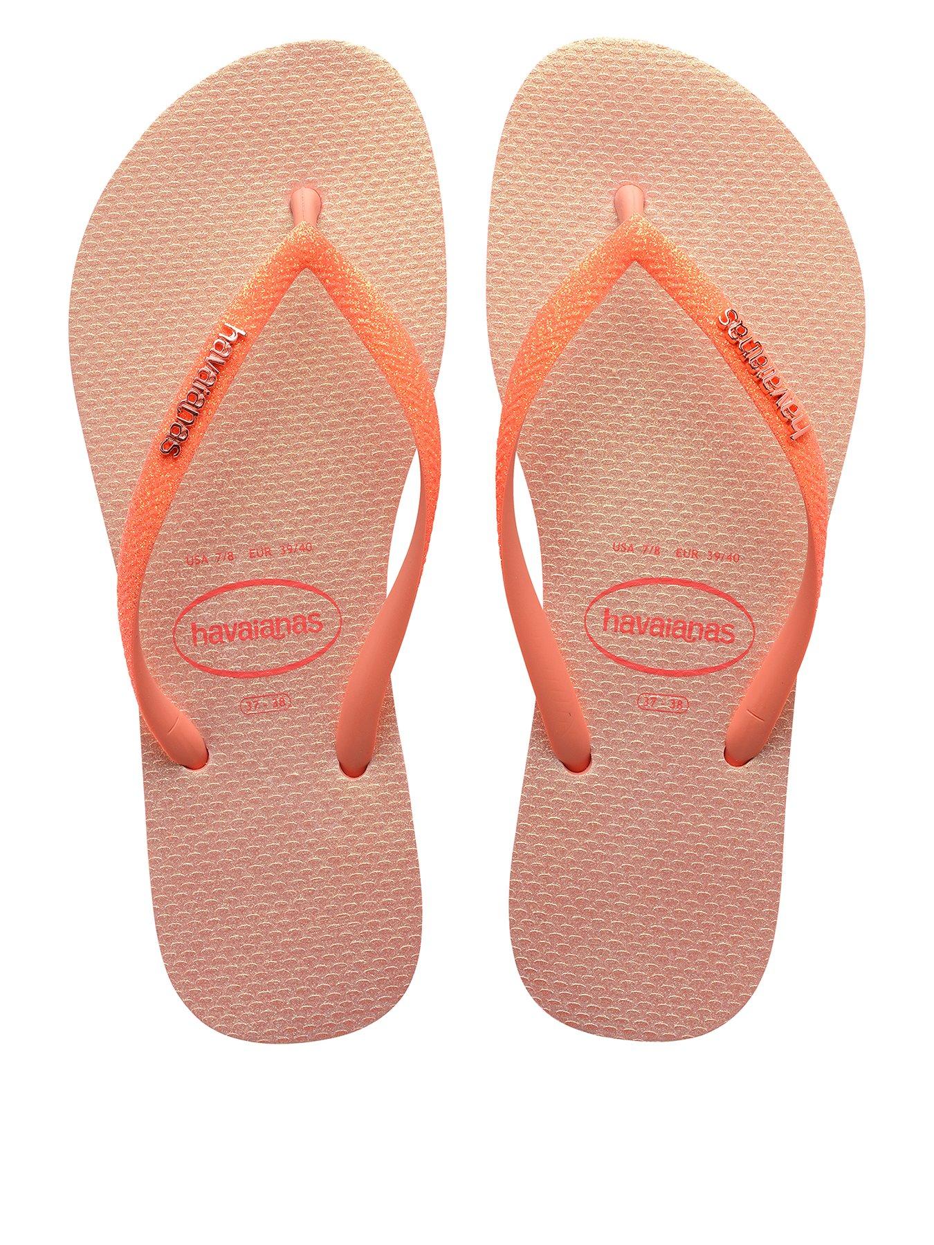 Slim Glitter Iridescent Flip Flops Orange