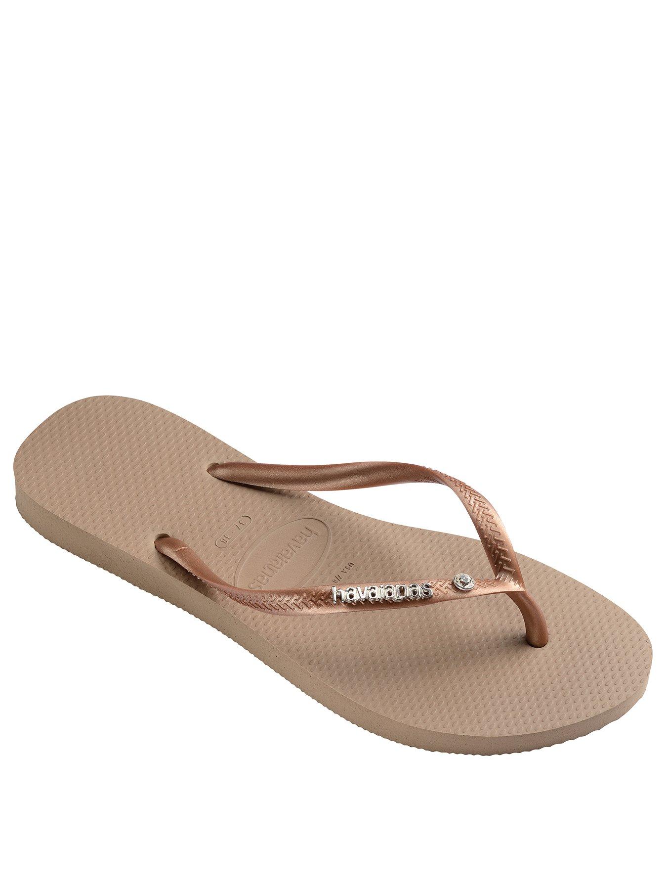 Havaianas slim logo metallic pink rose discount