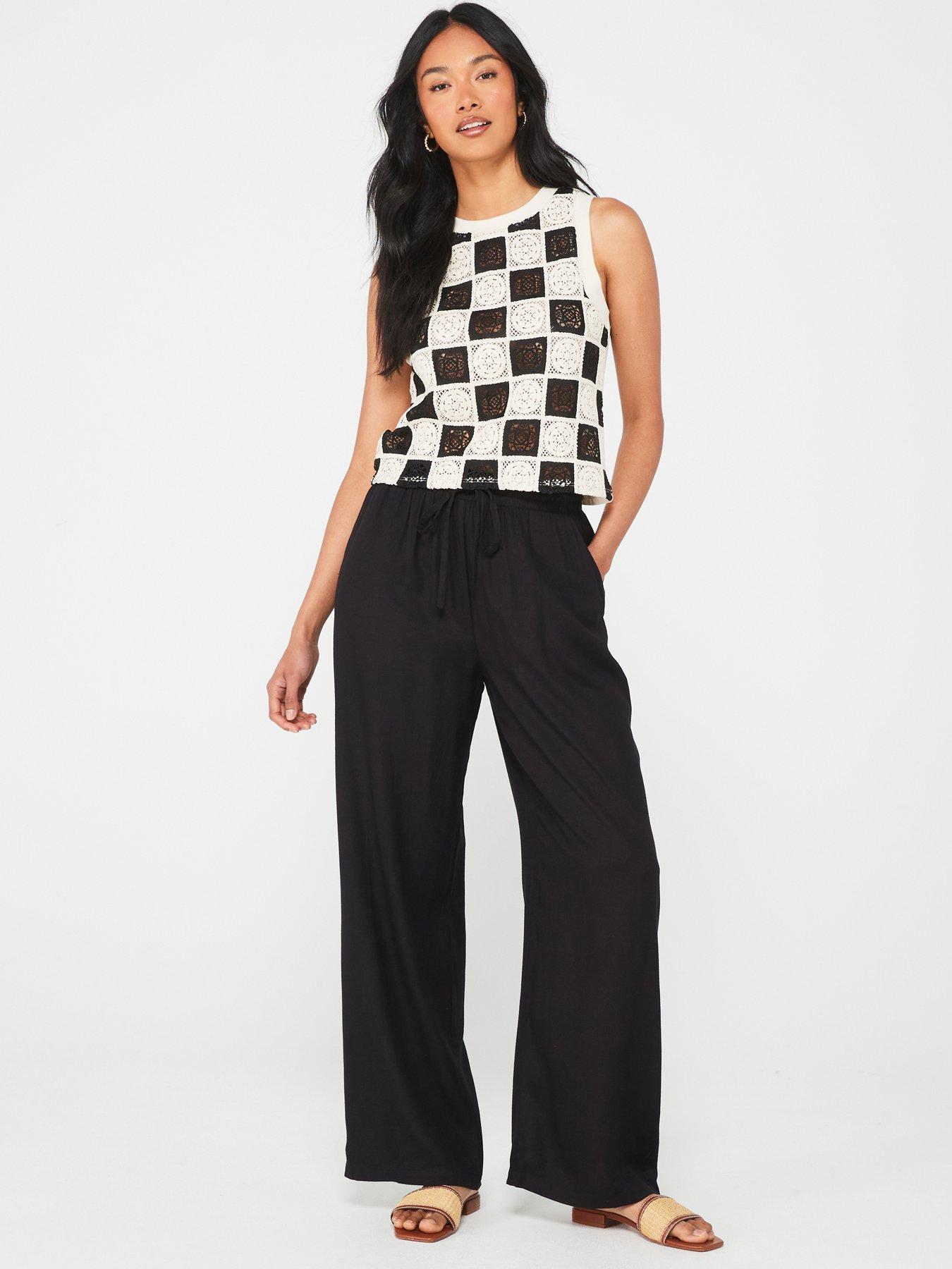 undefined High Waisted Trousers - Black