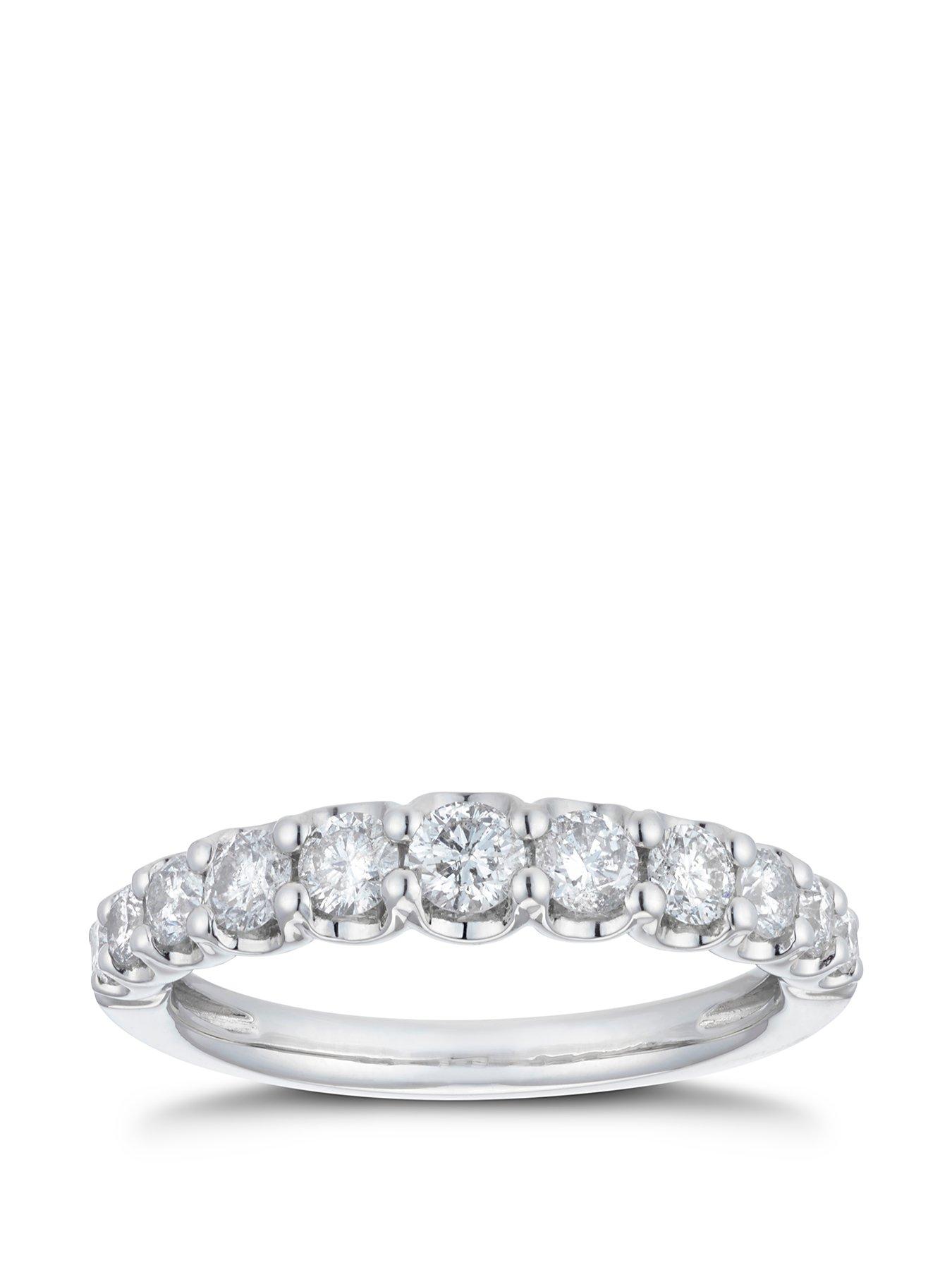 Ernest Jones Platinum Engagement Ring. 0.75ct Diamond Gradient Eternity Ring